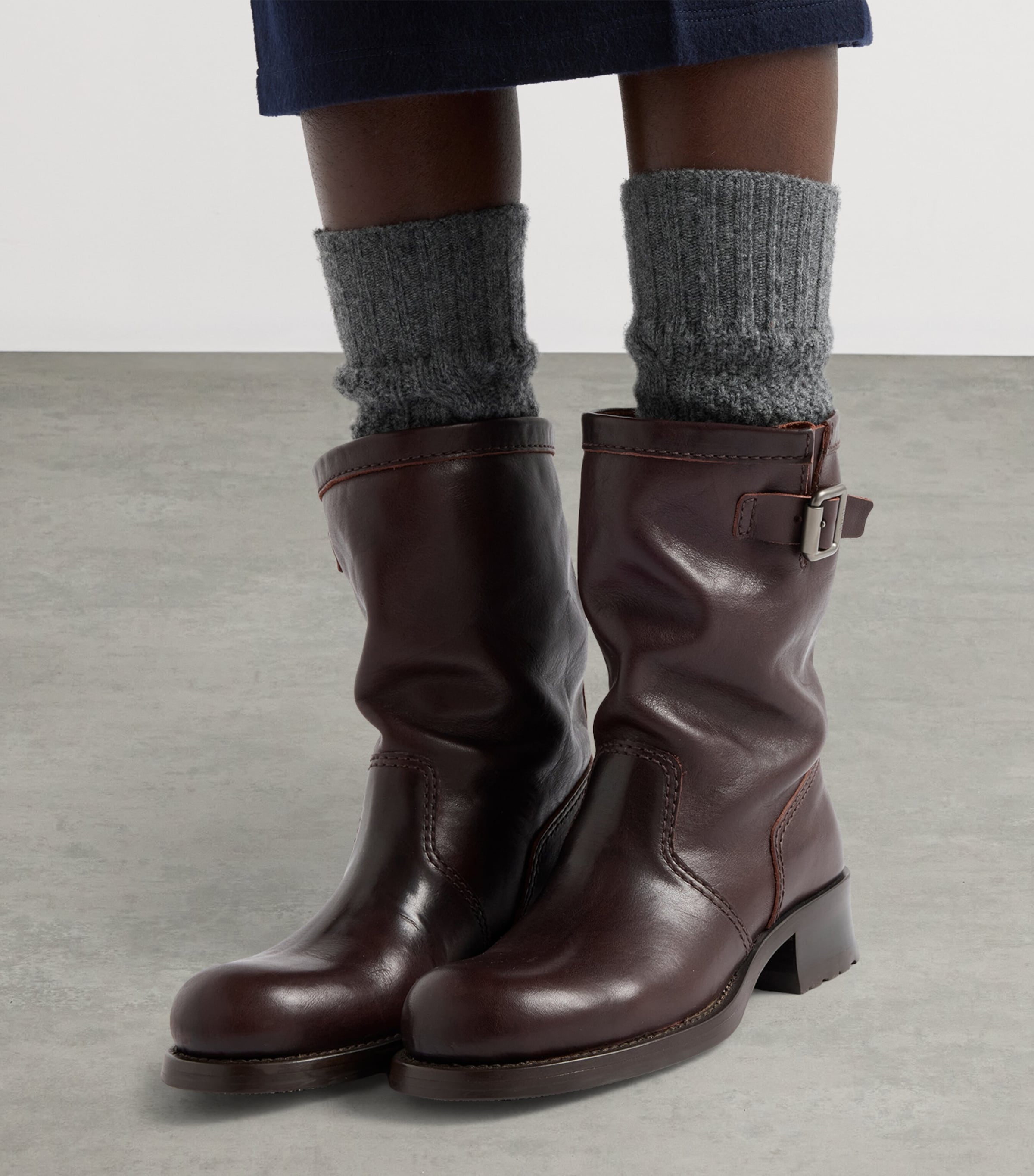 Prada Leather Mid-Calf Boots Image 2