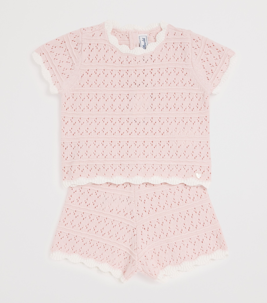 Cotton Crochet Top and Shorts Set (3 Months-4 Years) 31ROSE PÂLE Image 3