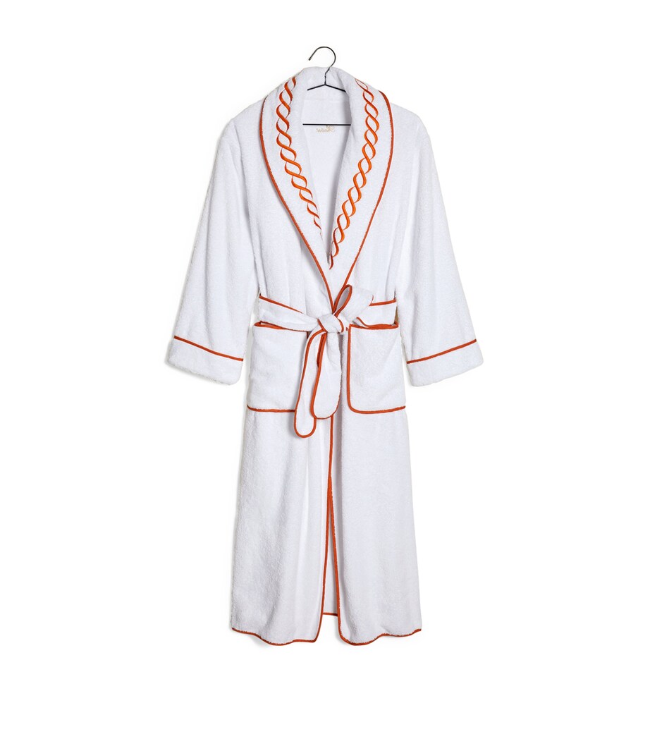 Cotton Treccia Bathrobe (Extra Small) WHITE/ORANGE Image 3