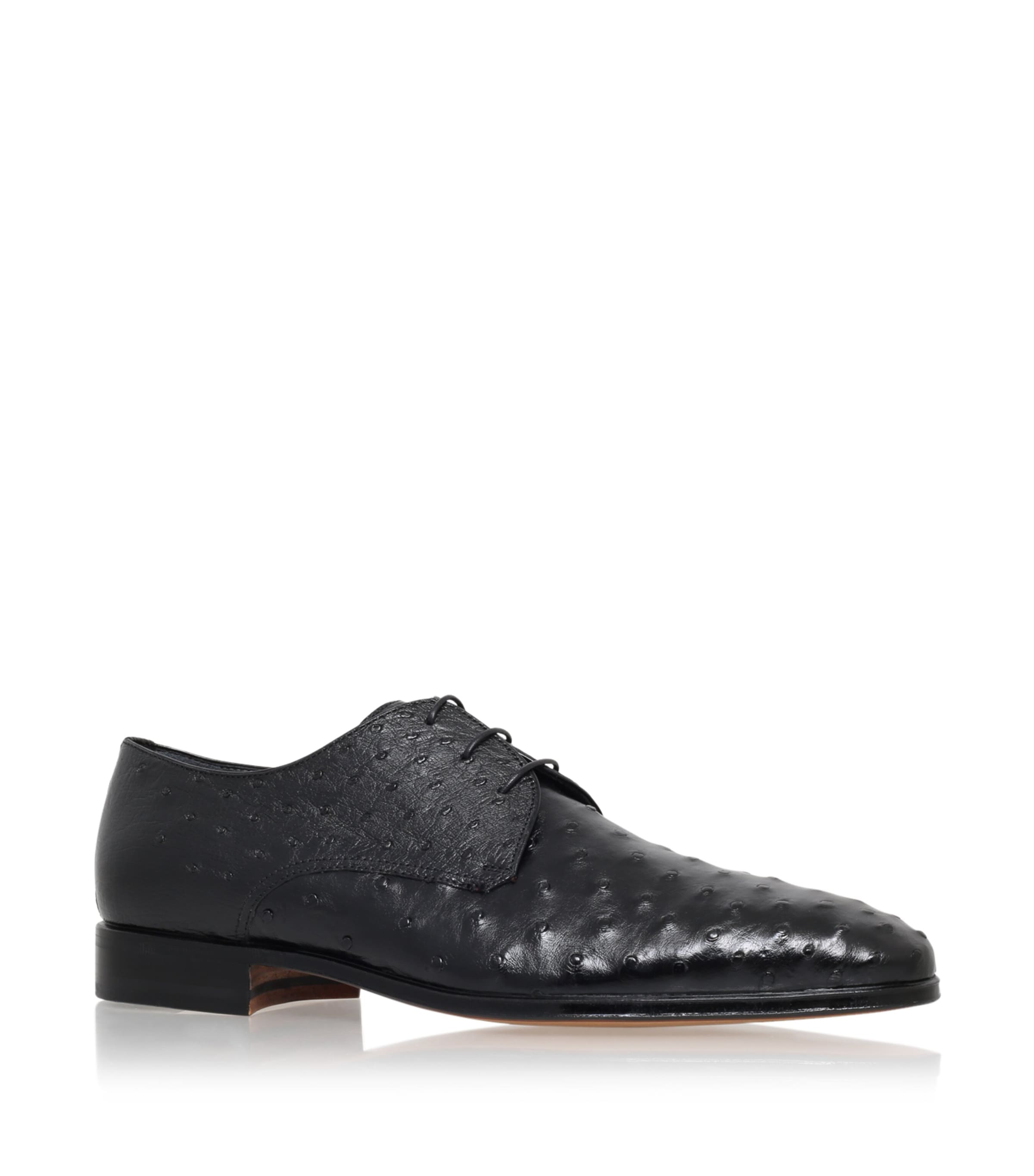 Stemar Ostrich Derby Shoes In Black