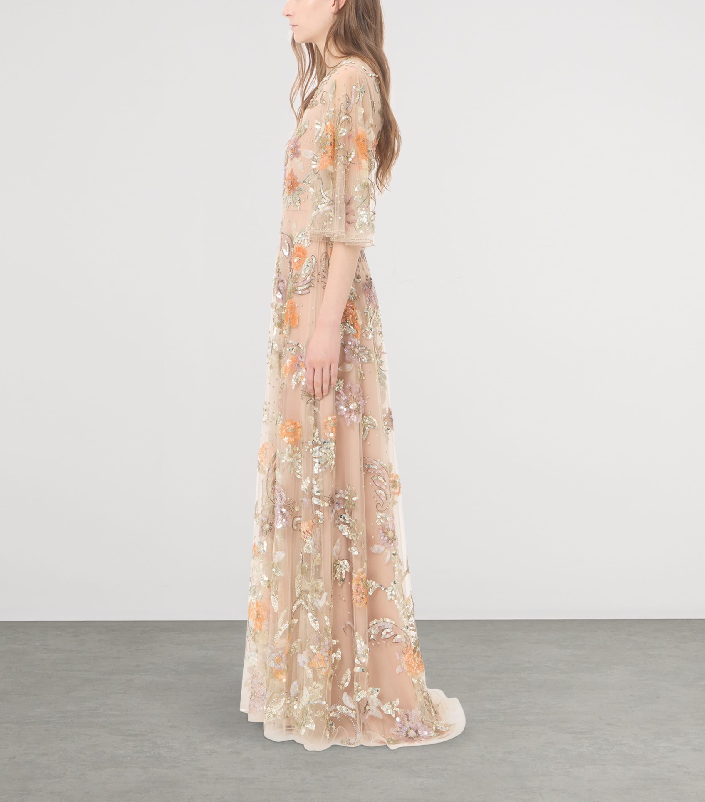Valentino Womens Tulle Embellished Sequin Gown Image 3
