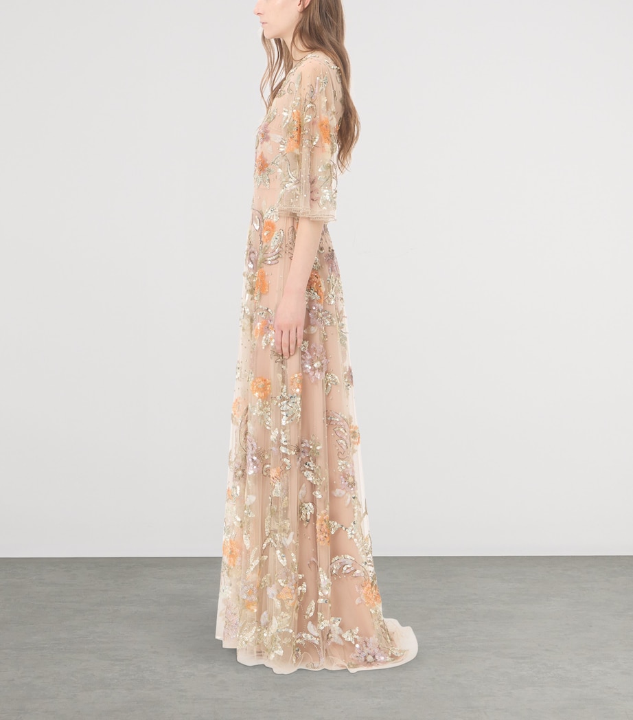 Valentino Womens Tulle Embellished Sequin Gown Image 3
