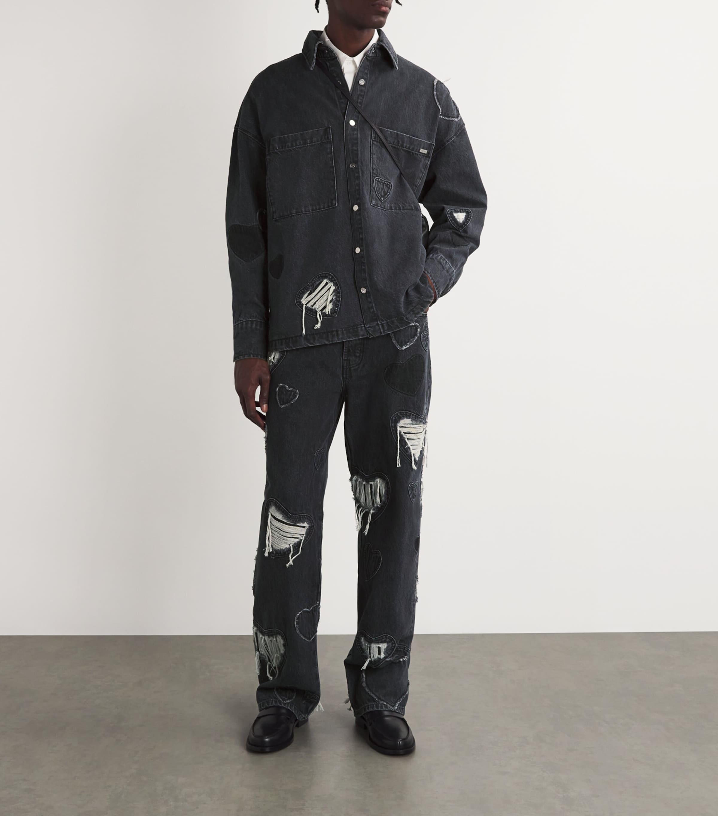 Denim Heart Patchwork Shirt HEART CHARCOAL WASH Image 2