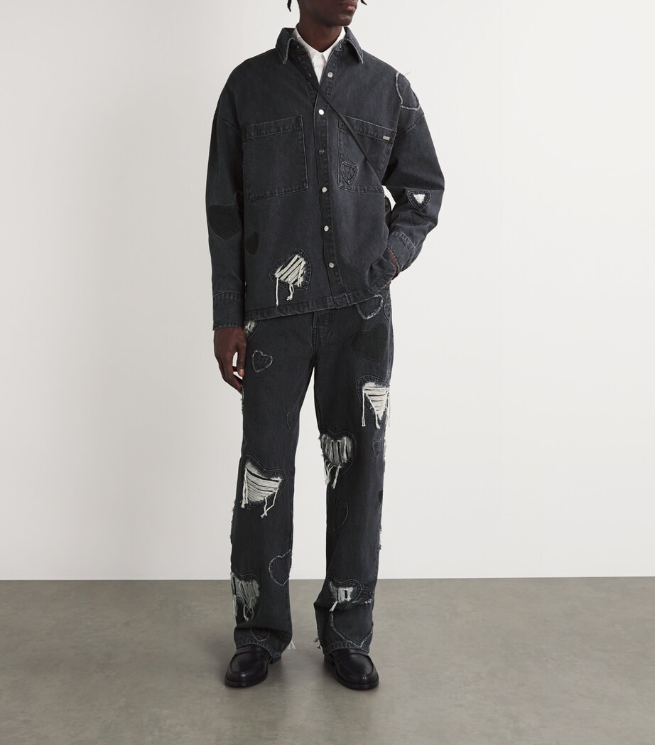 Denim Heart Patchwork Shirt HEART CHARCOAL WASH Image 2