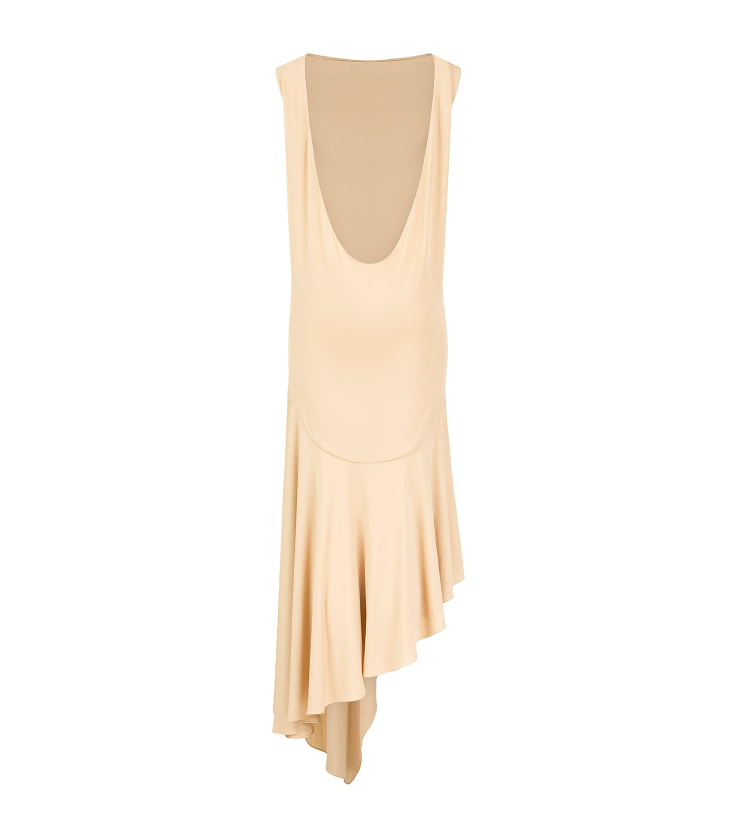 Alaïa Womens Jersey Asymmetric Midi Dress Beige Powder Image 2