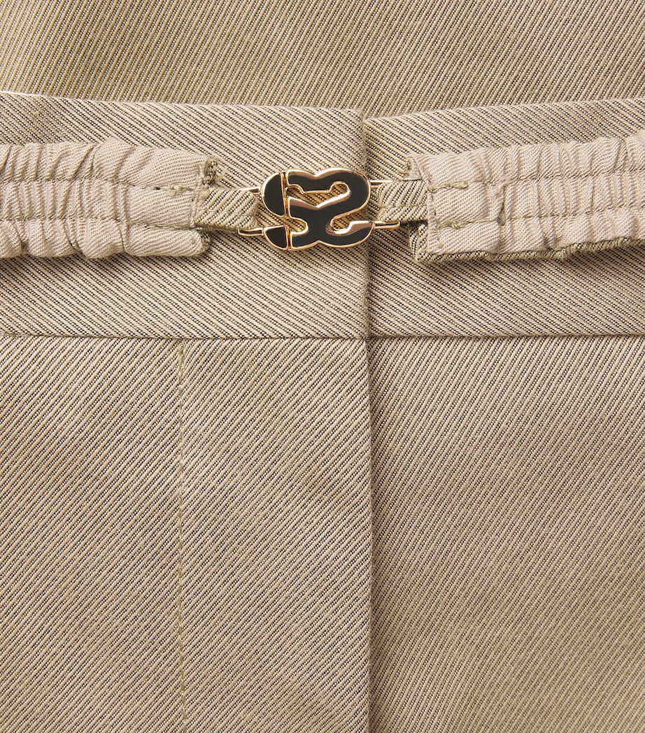 Sandro Paris Womens Cotton-Blend Wide Pleated Trousers Beige Image 6