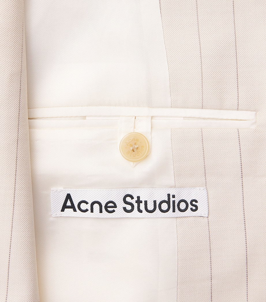 Acne Studios Womens Wool Pinstripe Scarf Blazer Cream Beige Image 7