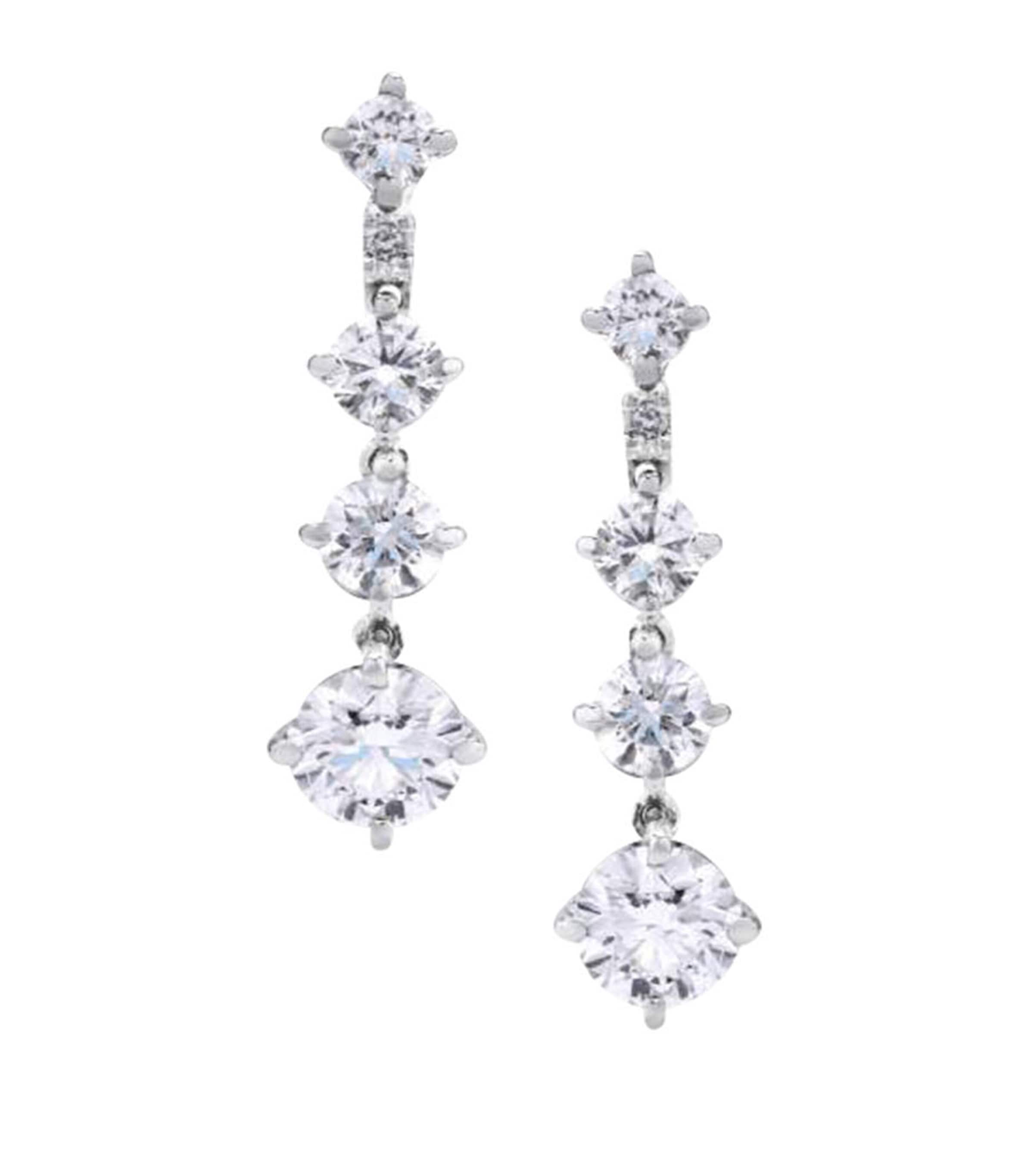 De Beers White Gold Arpeggia One Line Drop Earrings In Metallic