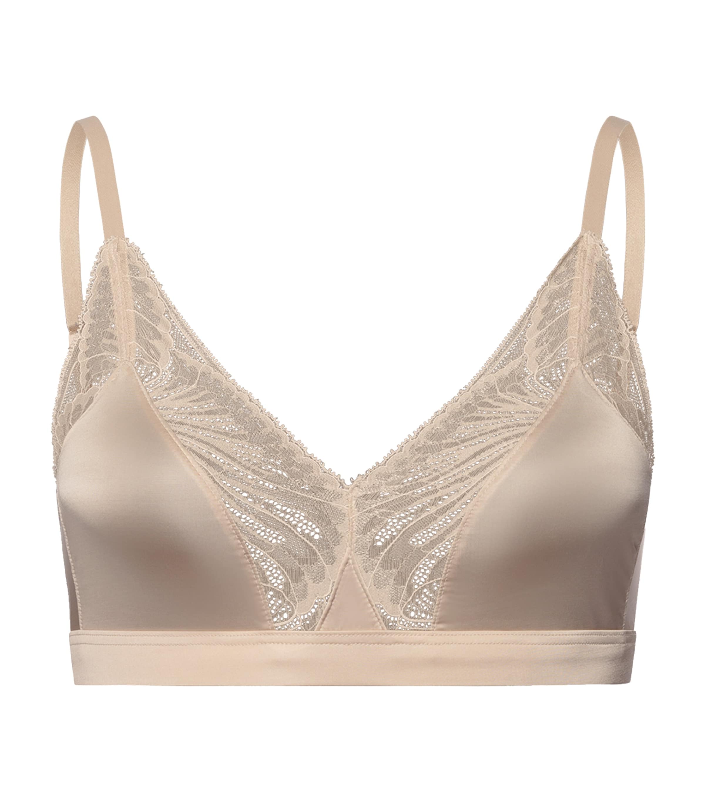 Hanro Satin Lace-trim Lilith Bra In Neutral