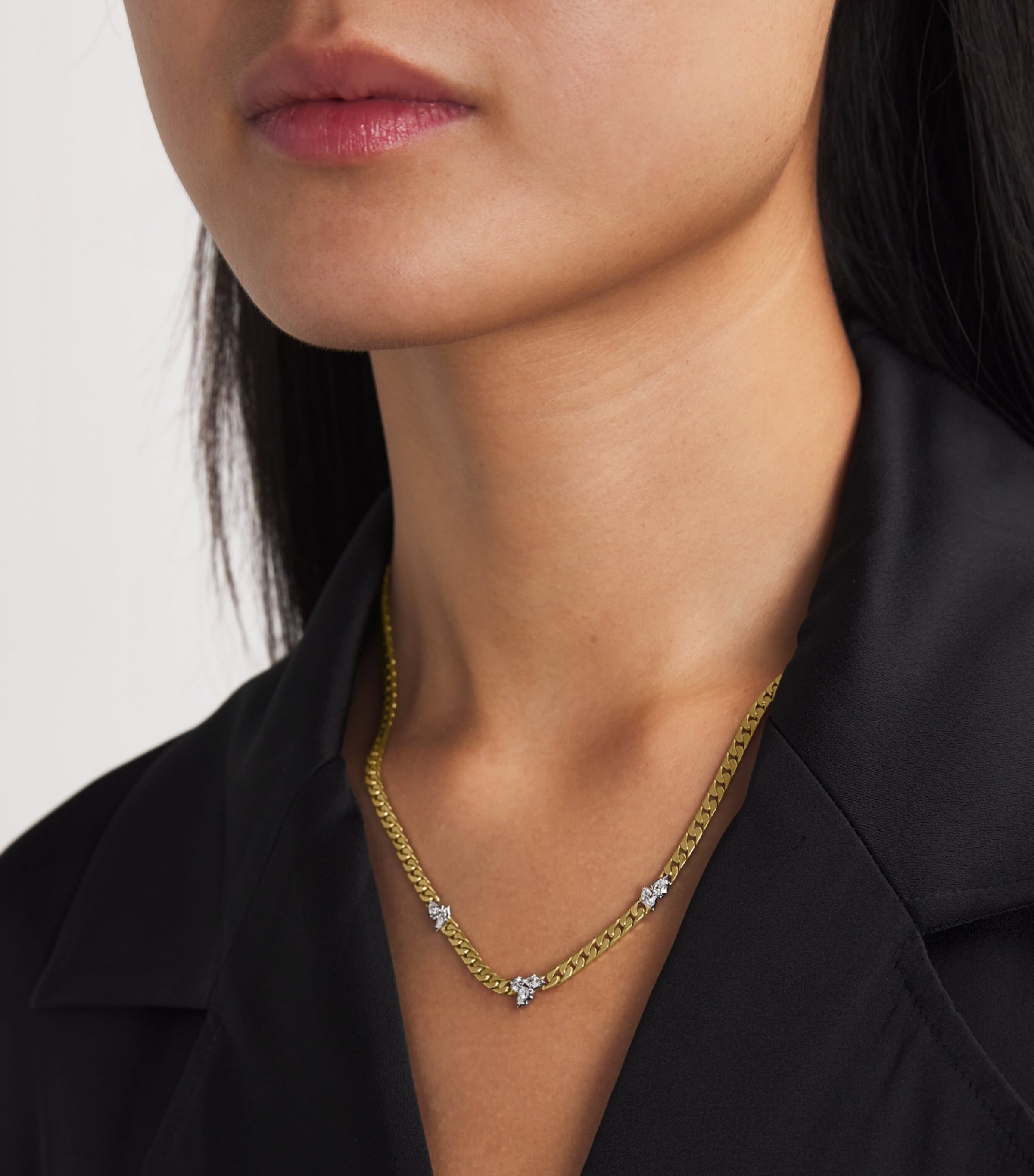 Jade Trau Yellow Gold and Diamond Posey Station Necklace Yellow Gold Image 2