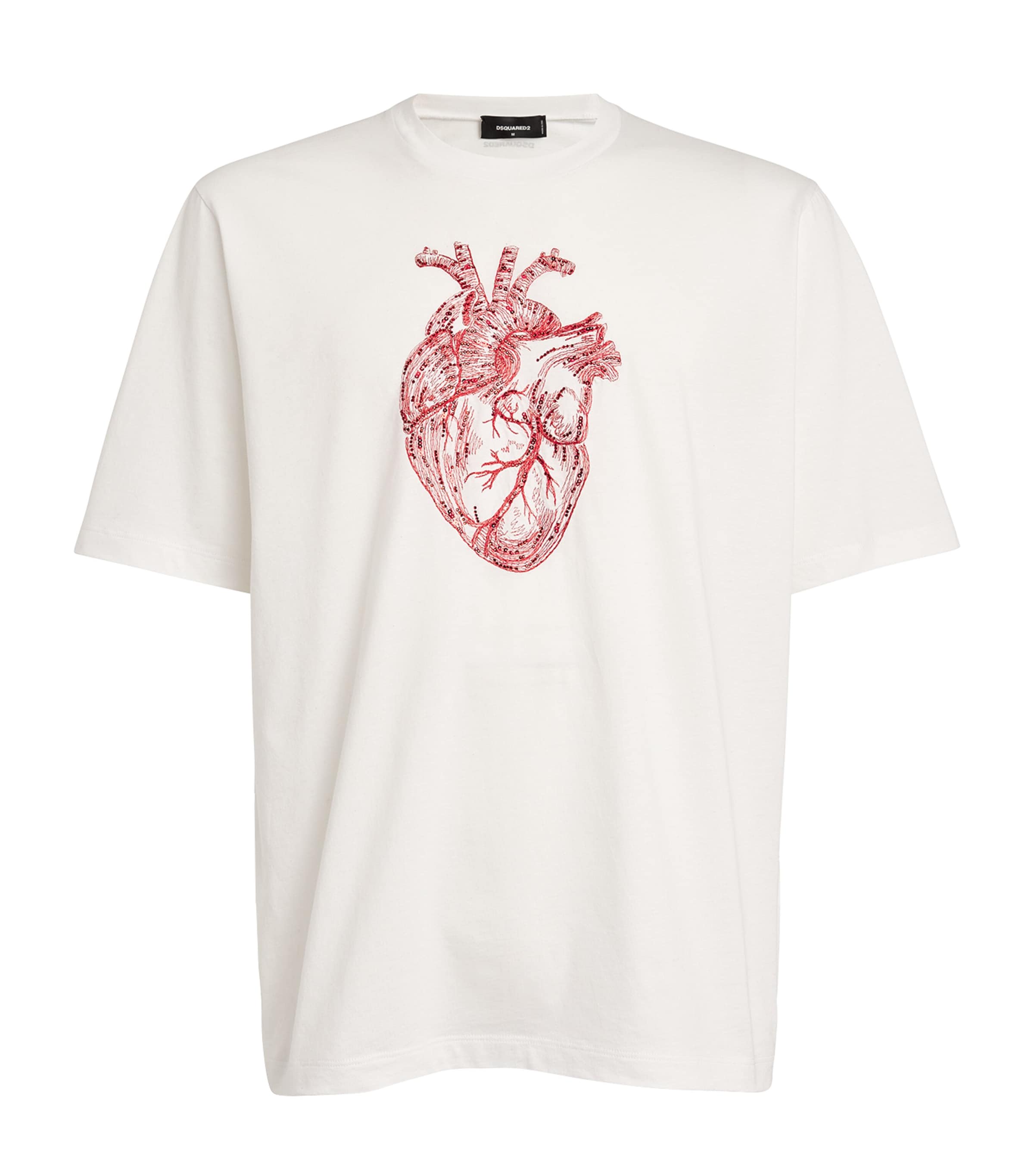 Shop Dsquared2 Cotton Embellished-heart T-shirt In White