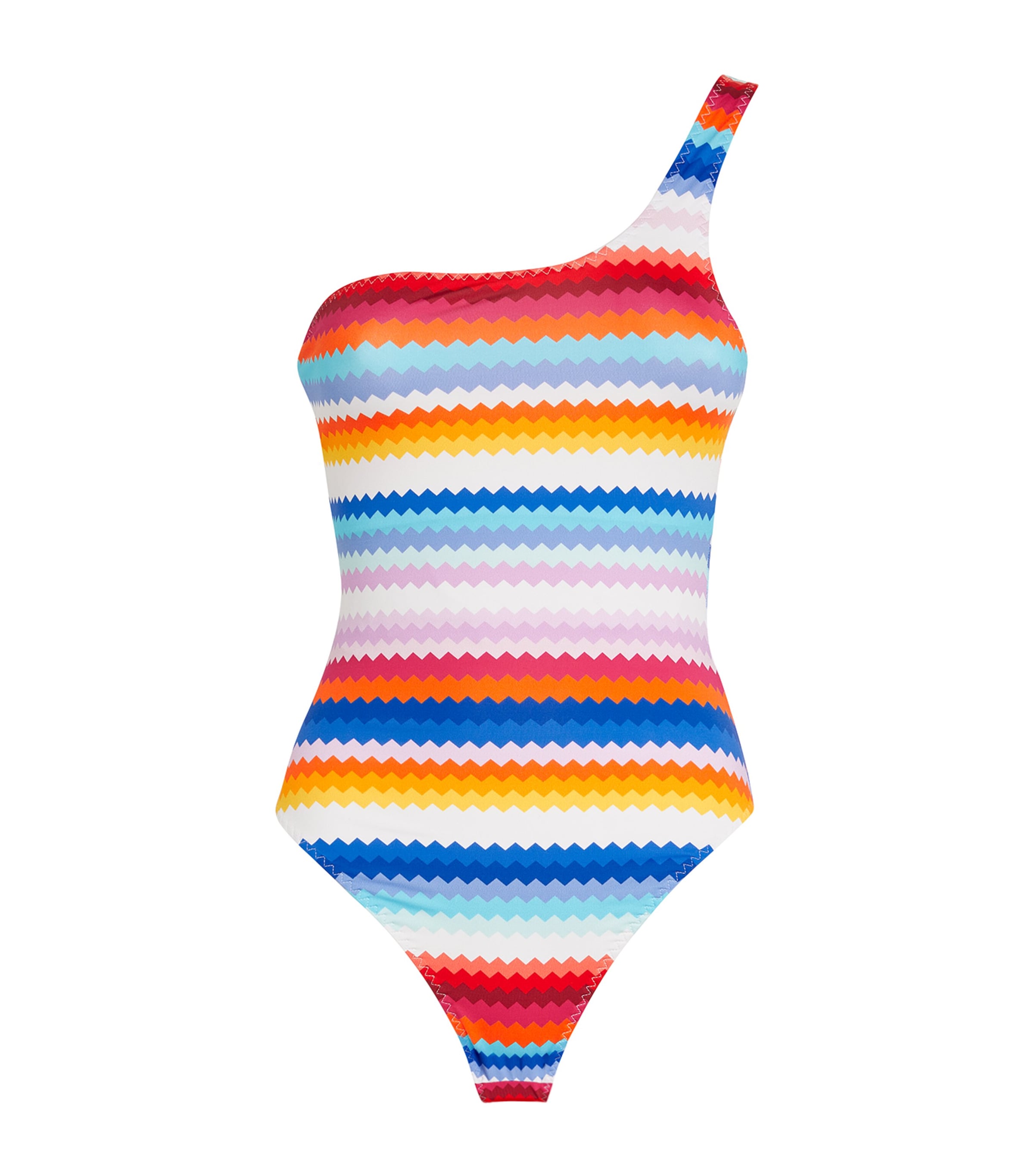 Missoni Chevron One-shoulder Swimsuit In Multi