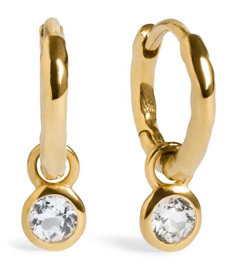 Monica Vinader Gold Vermeil and White Topaz April Birthstone Huggie Earrings Clear Image 1