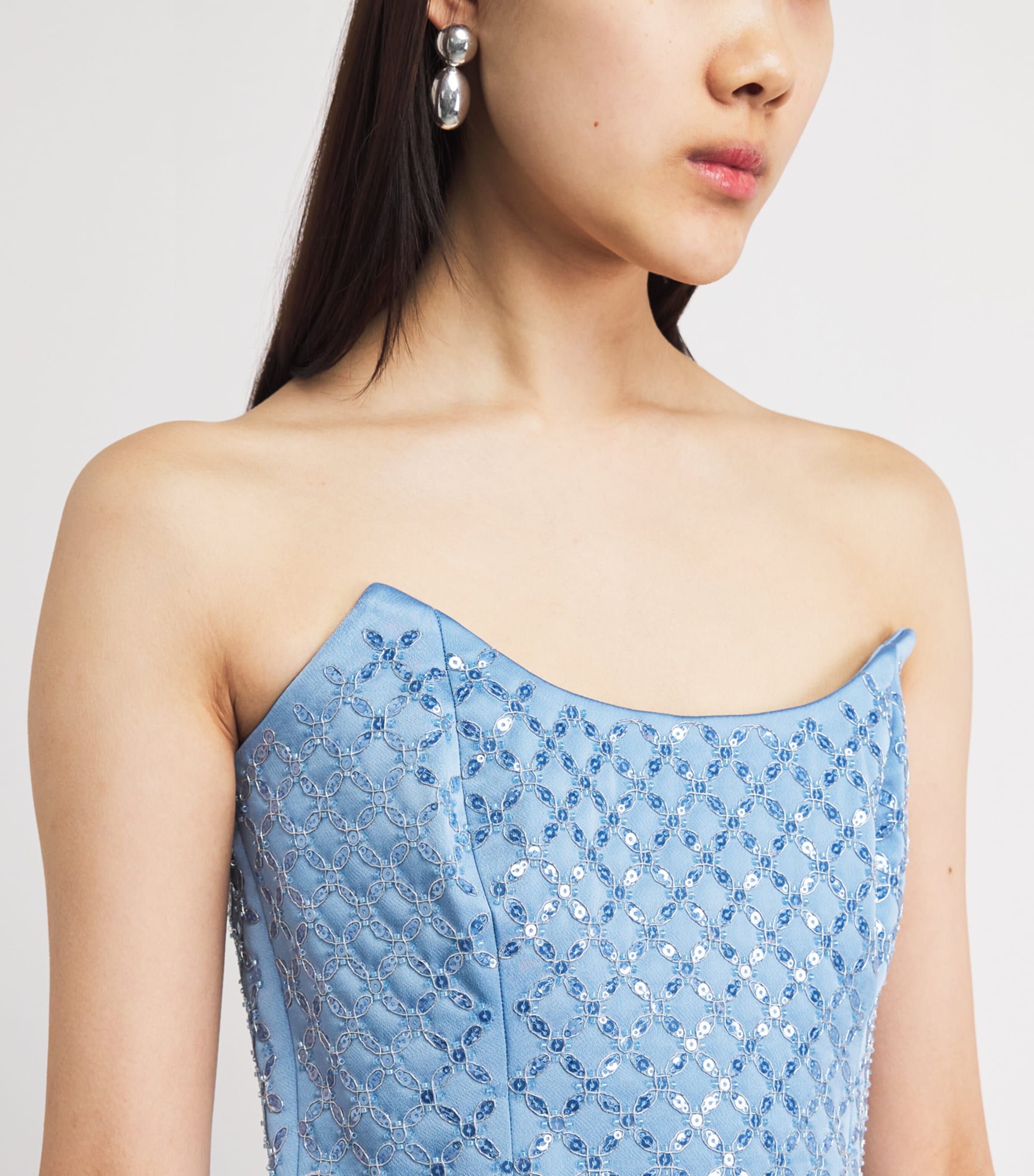Rebecca Vallance Womens Embellished Alix Mini Dress Pale Blue Image 3