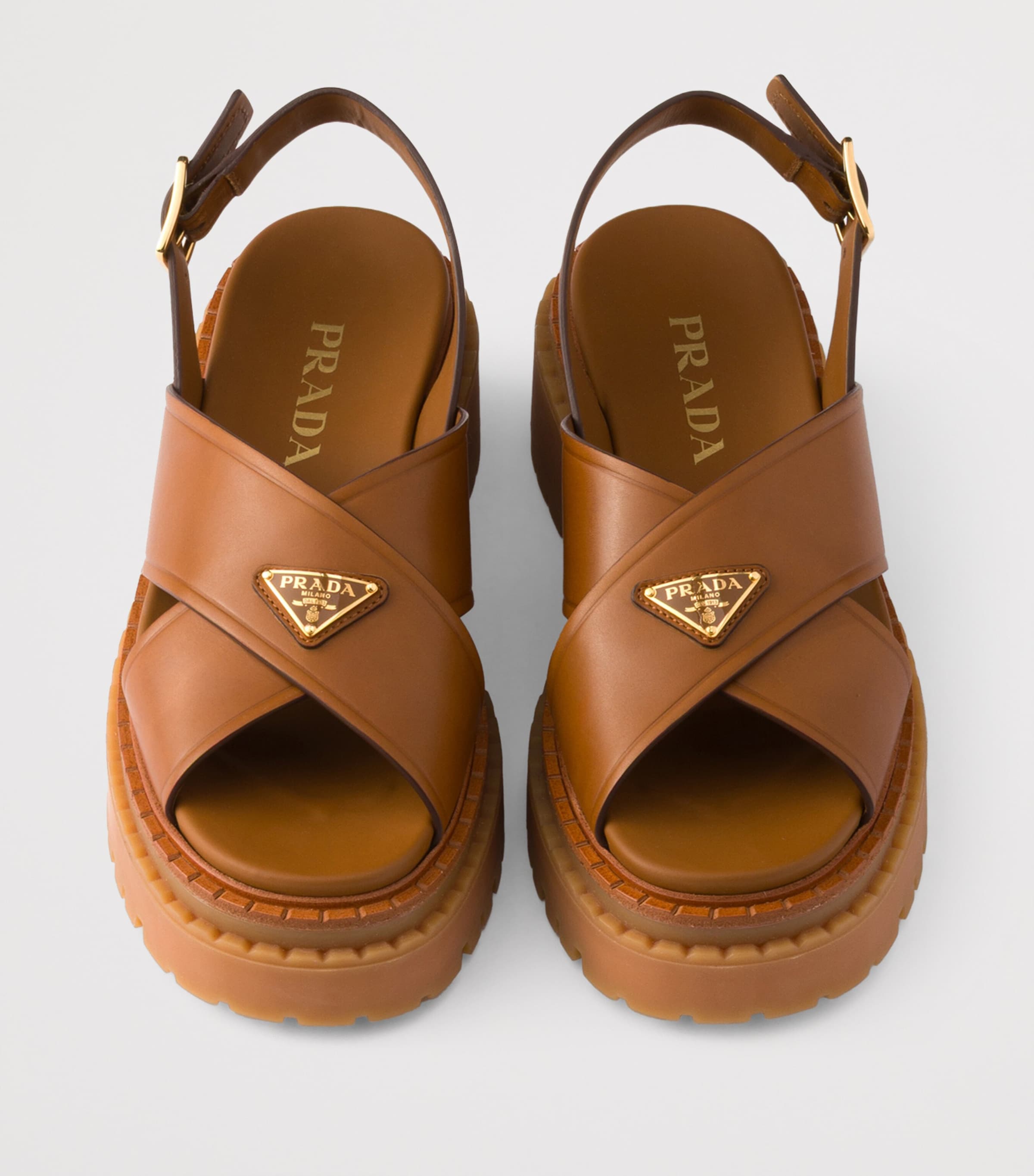 Leather Crossover Platform Sandals 55 F0054 Image 3