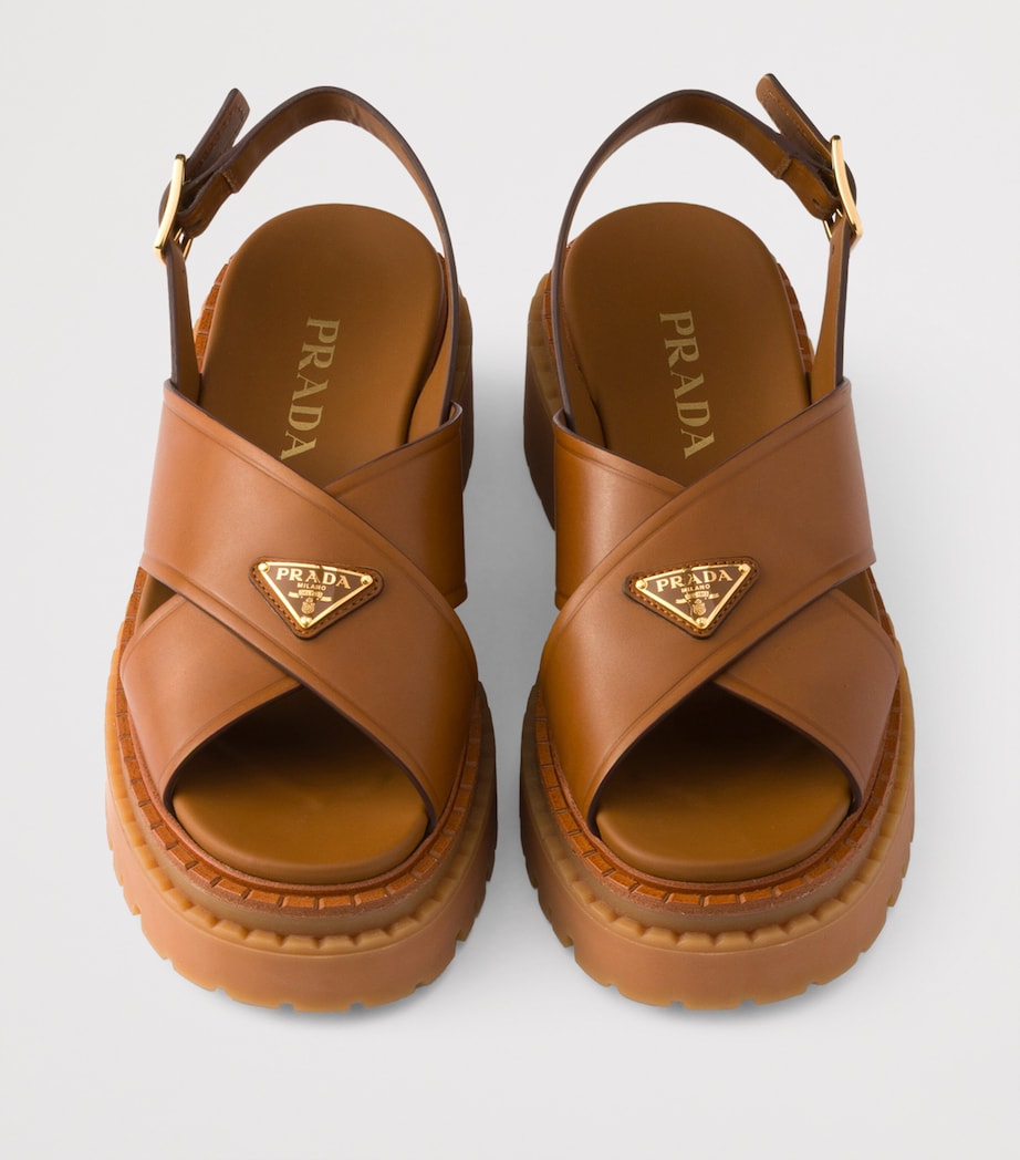 Leather Crossover Platform Sandals 55 F0054 Image 3