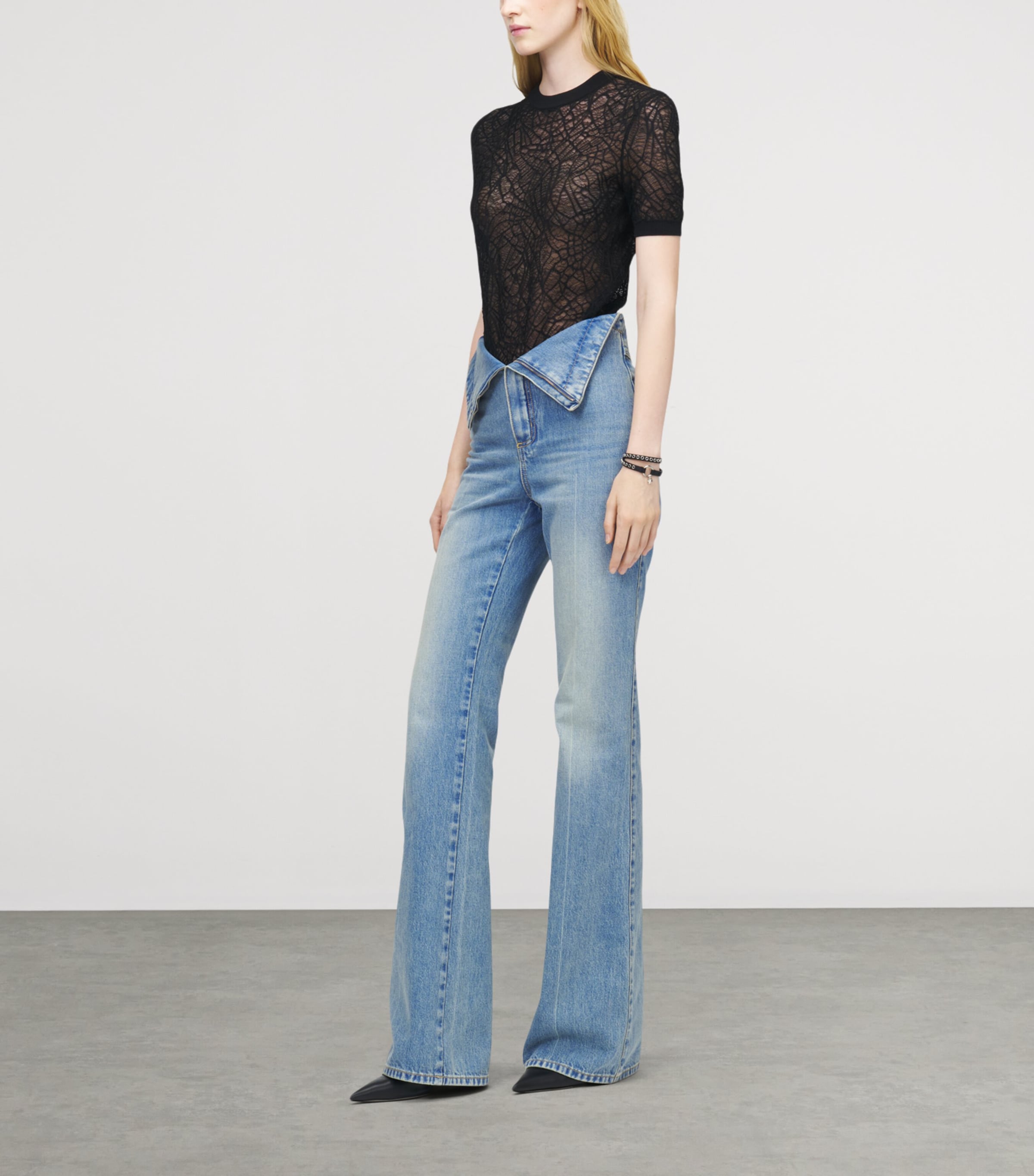 Foldover-Waist Flared Jeans 4383 Image 3