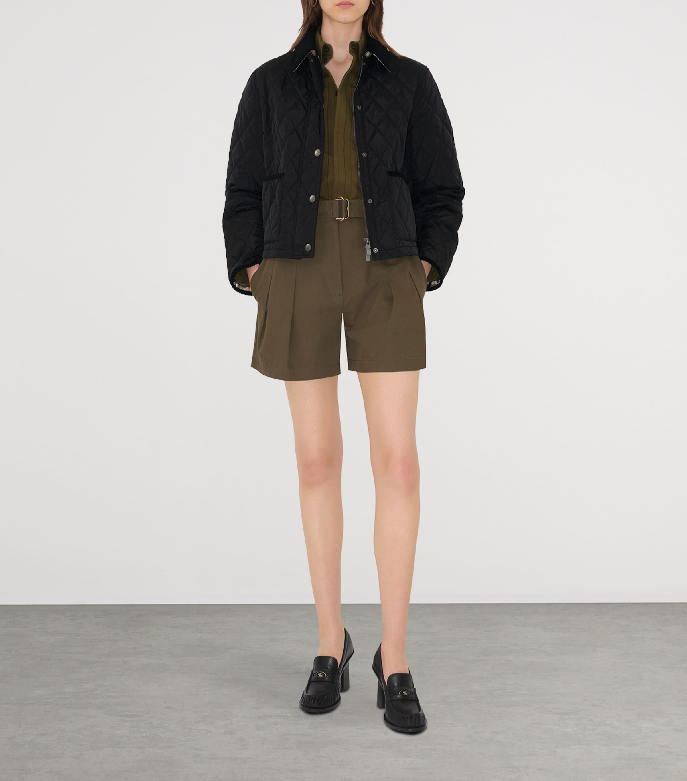 Cropped Quilted Field Jacket BLACK/SAND IP CHECK Image 2