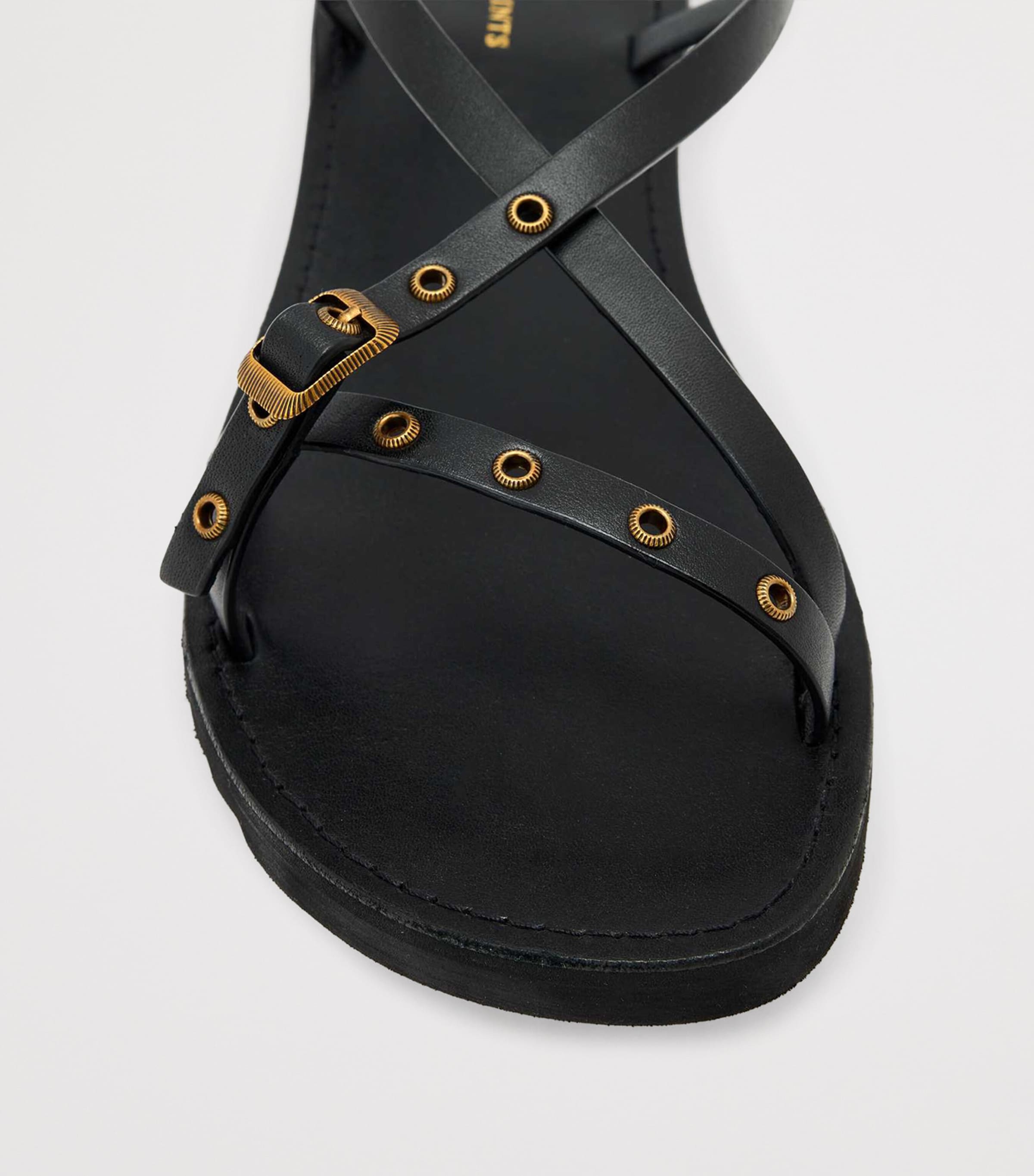 AllSaints Leather Tyla Eyelet Sandals Black Image 3