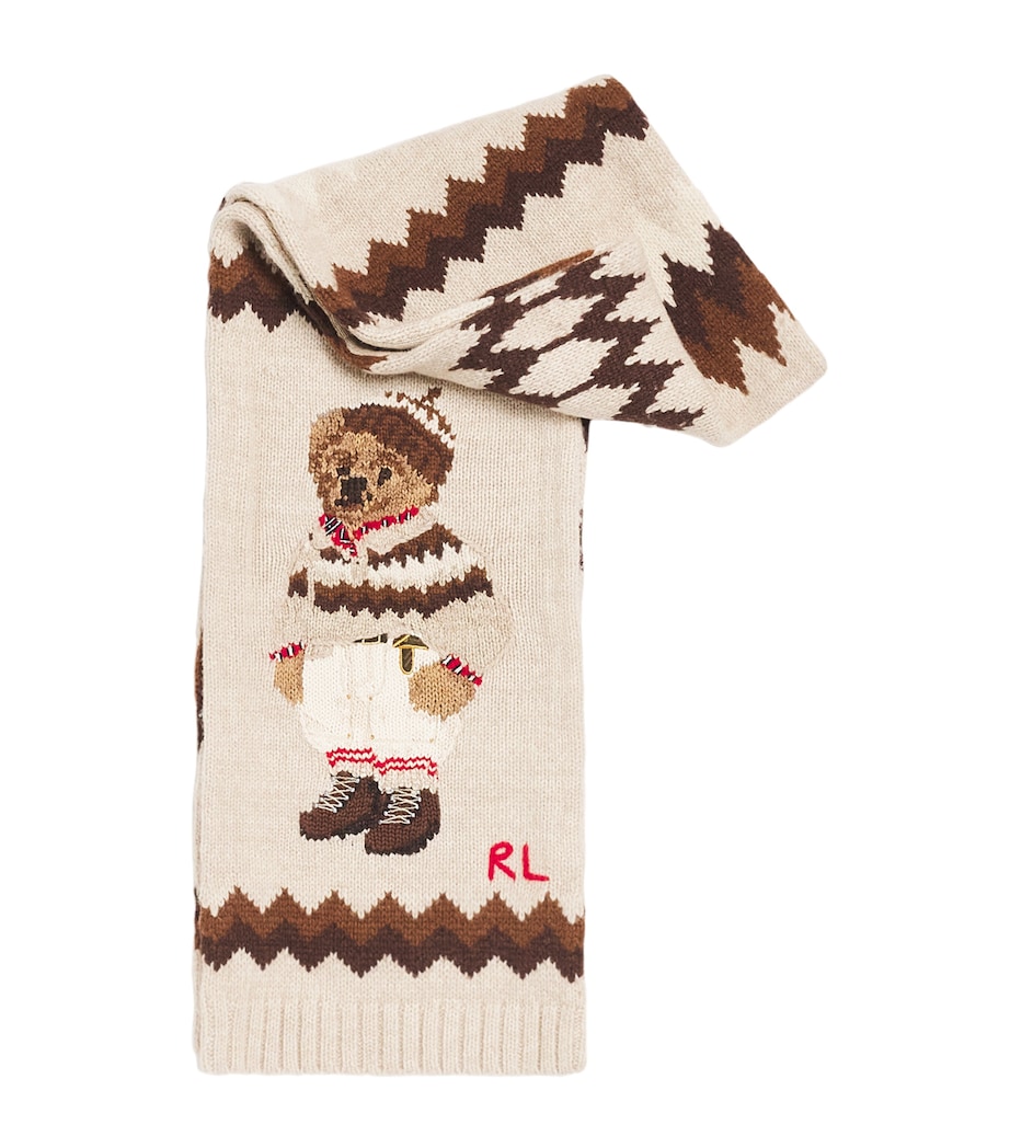 Wool-Blend Polo Bear Scarf CREAM Image 1