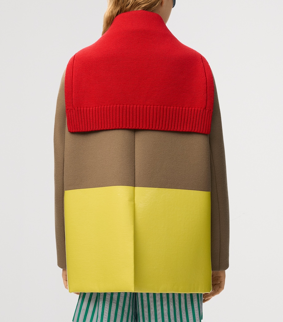 LOEWE Womens Wool-Blend Two-Tone Coat Camel Image 6