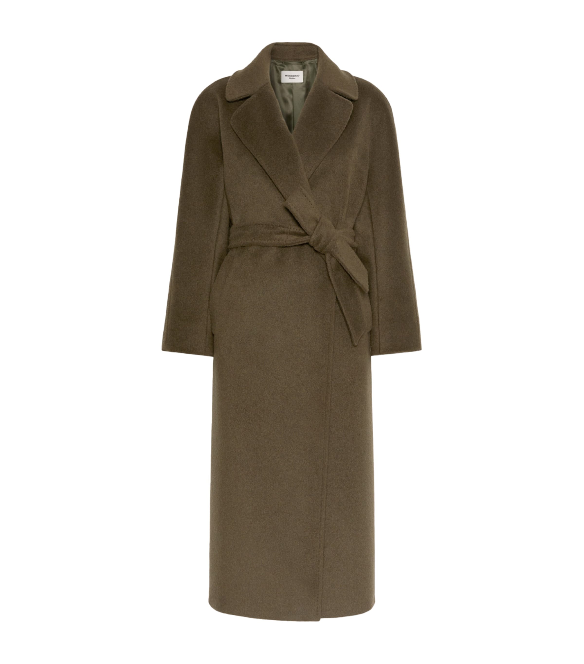 Weekend Max Mara Womens Wool-Blend Belted Coat Kaki Image 1