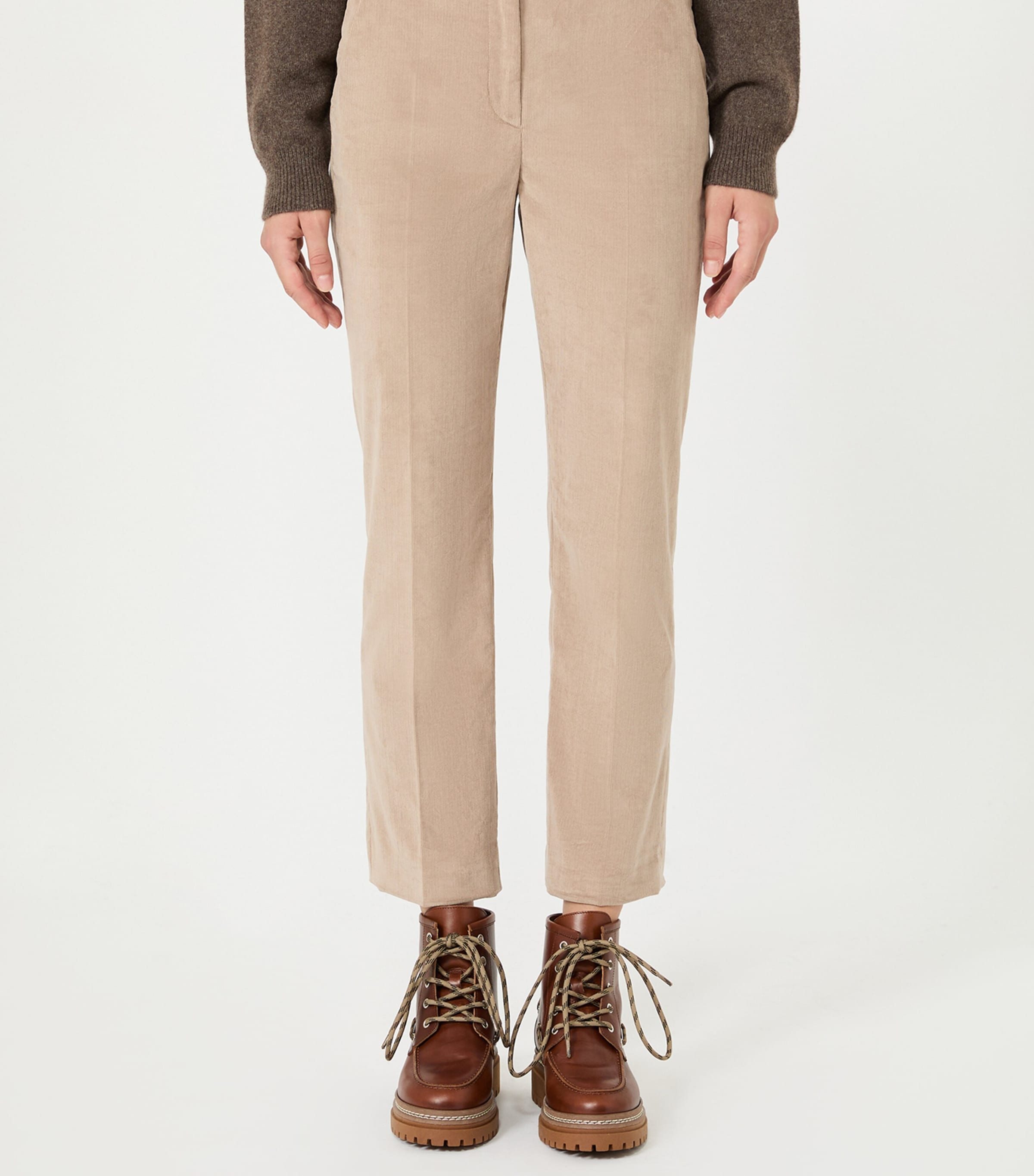 Weekend Max Mara Womens Corduroy Slim Trousers Sand Image 3