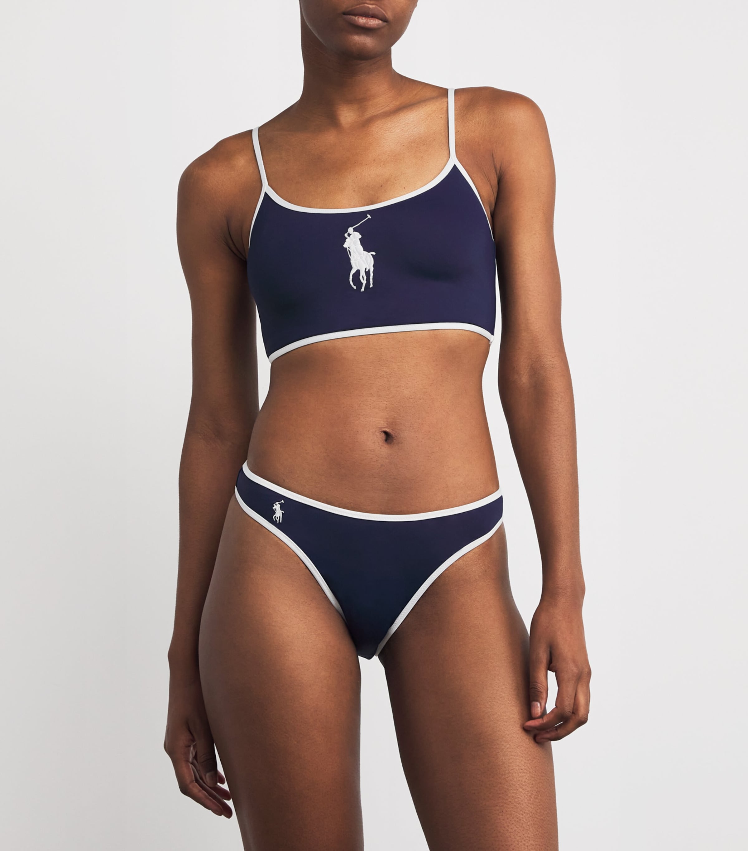Polo Ralph Lauren Womens Polo Pony Two-Tone Bikini Bottoms Navy Image 2