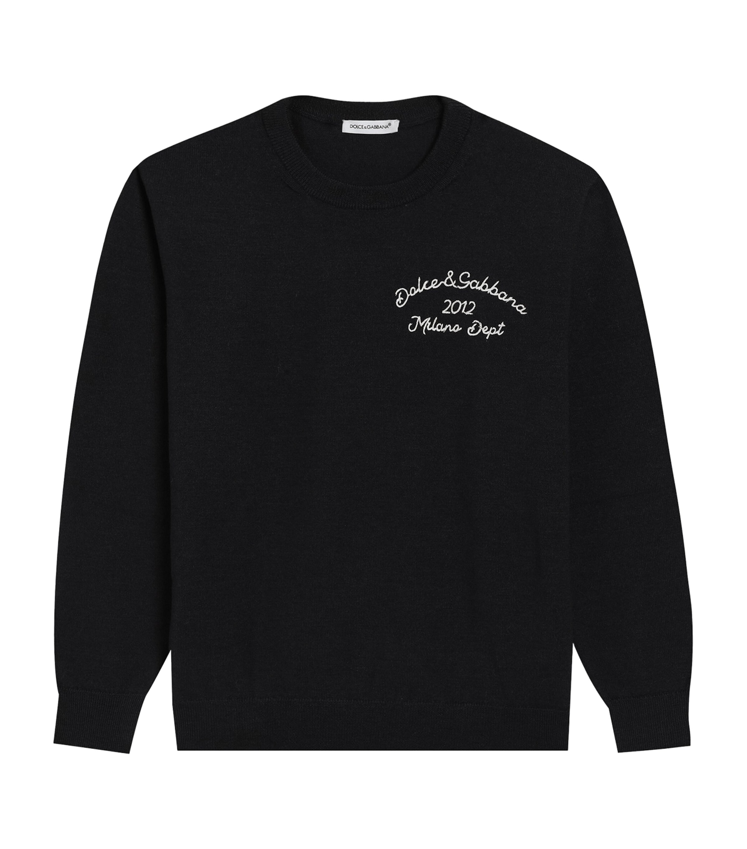 Dolce&Gabbana Kids Virgin Wool Logo Sweater (8-12 Years) Navy Blue Image 1