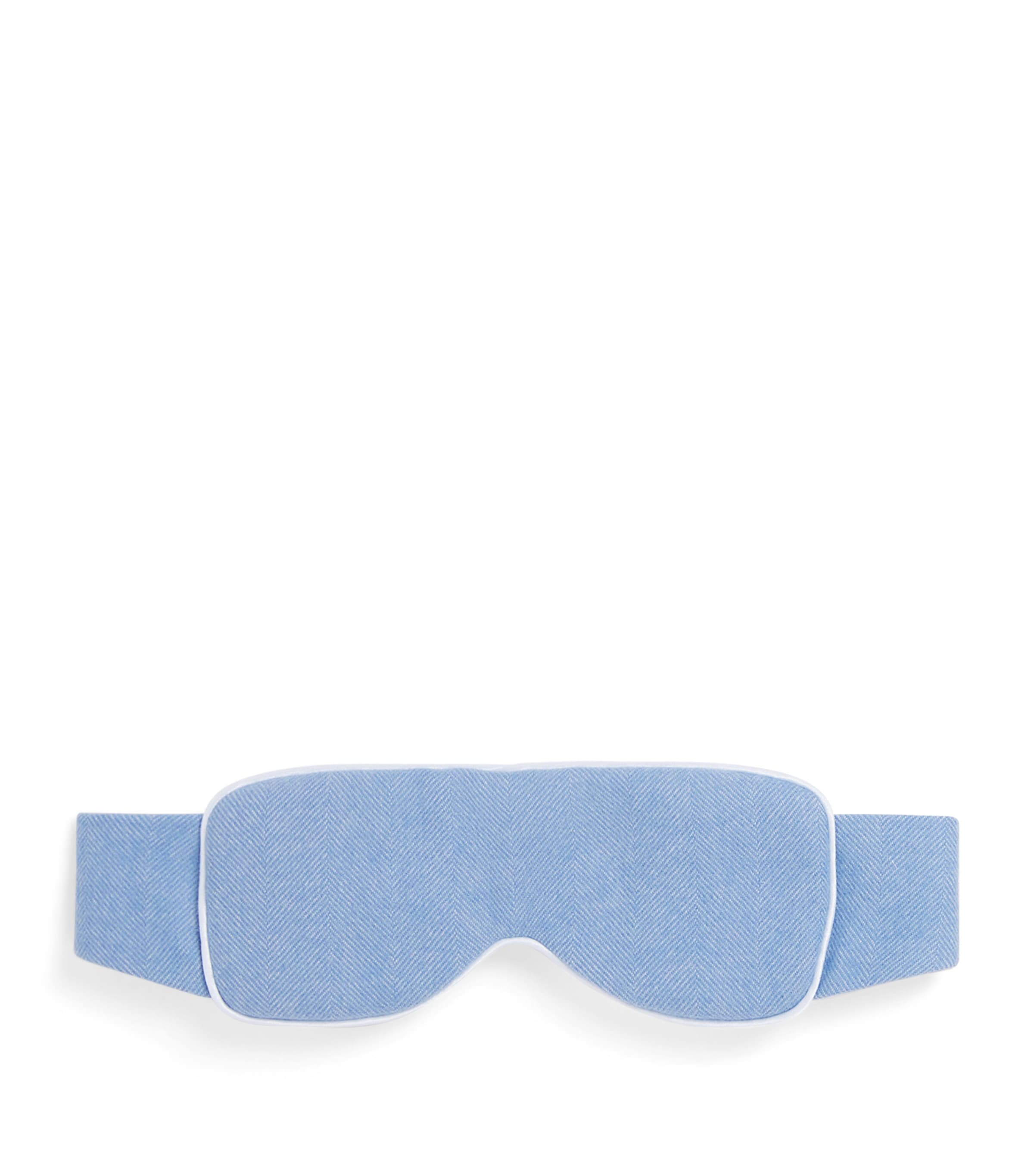 Daniel Hanson Merino Wool Herringbone Eye Mask In Blue