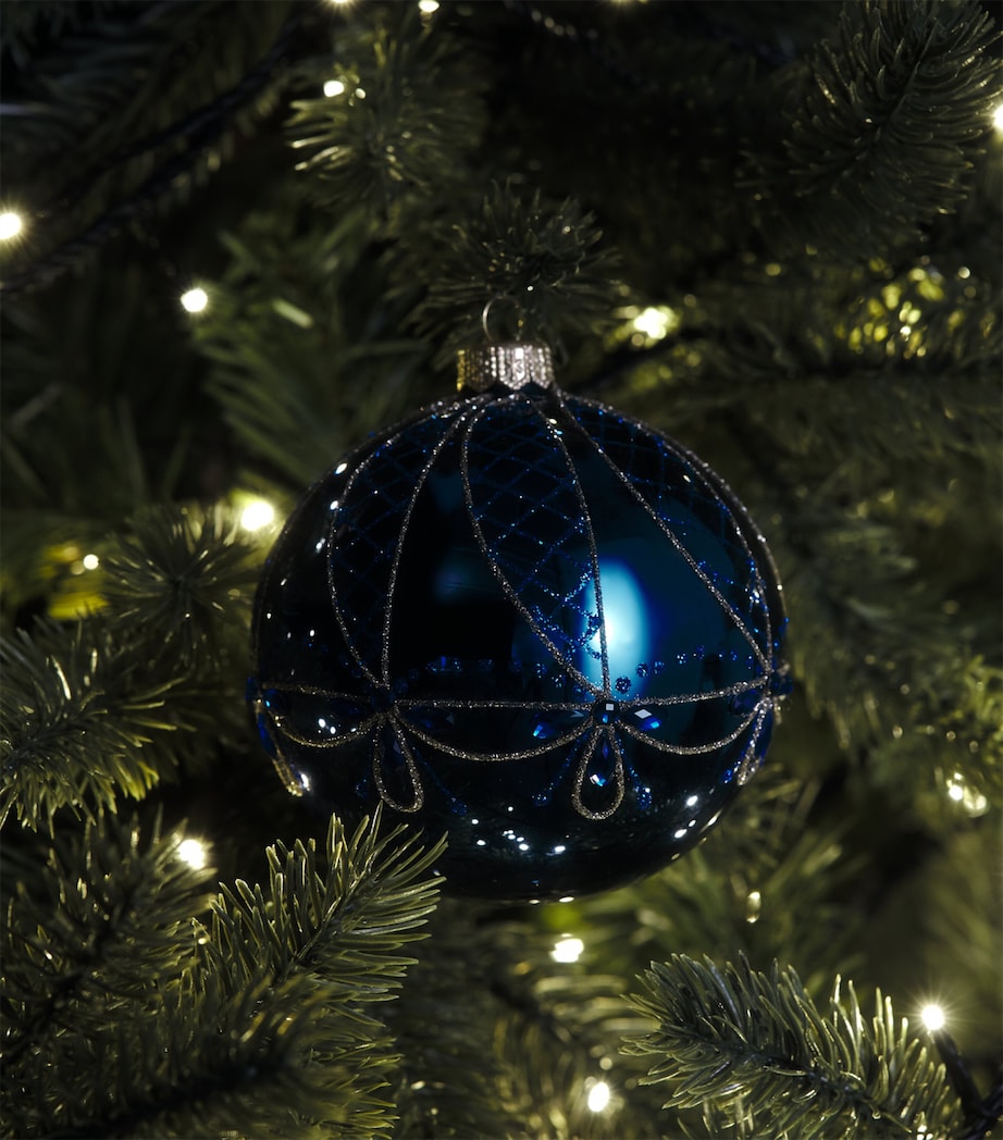 Harrods Glitter and Crystal-Embellished Bauble Navy Blue Lacquer Image 3