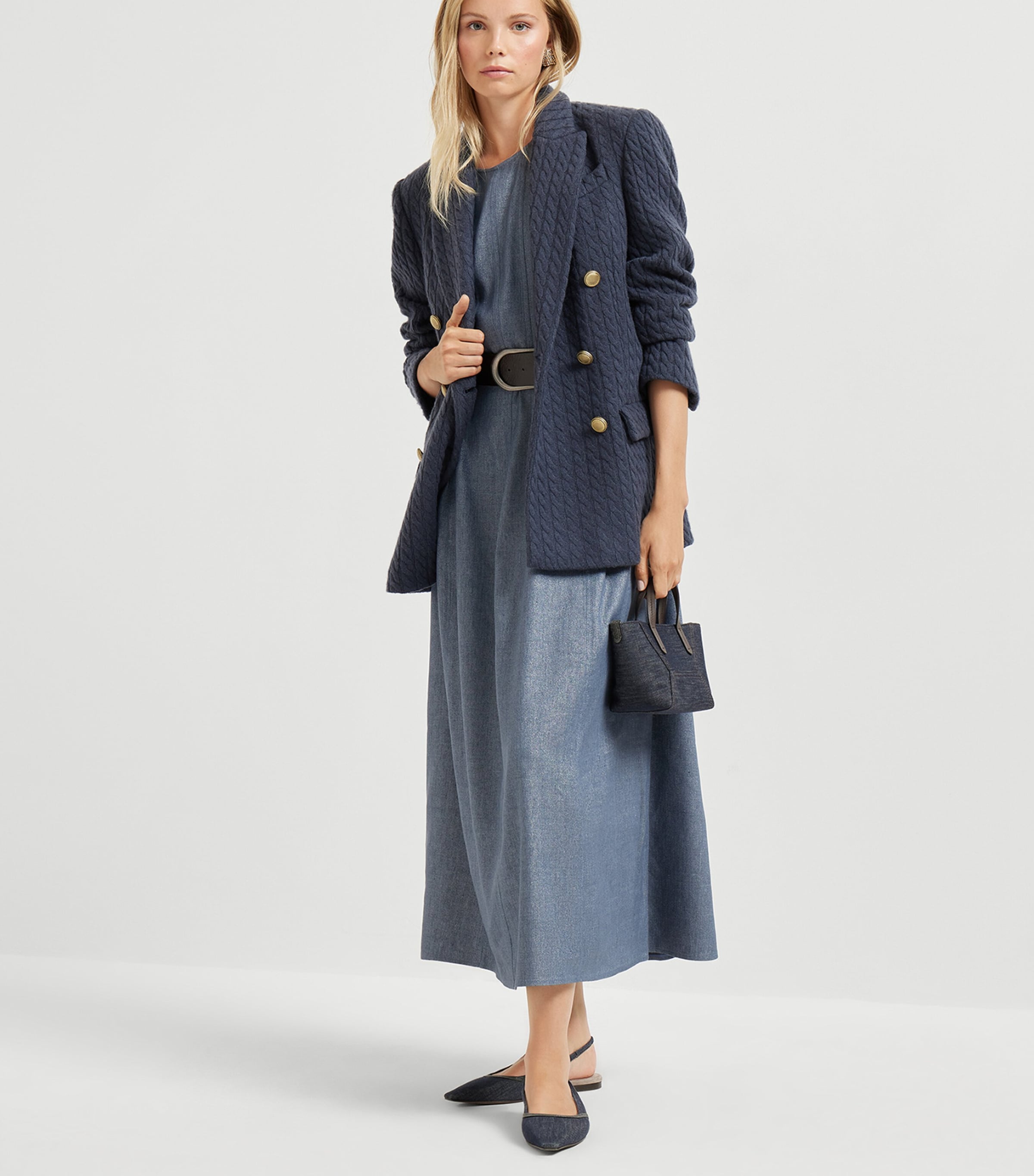 Linen-Blend Sparkling Midi Dress C007 Image 4