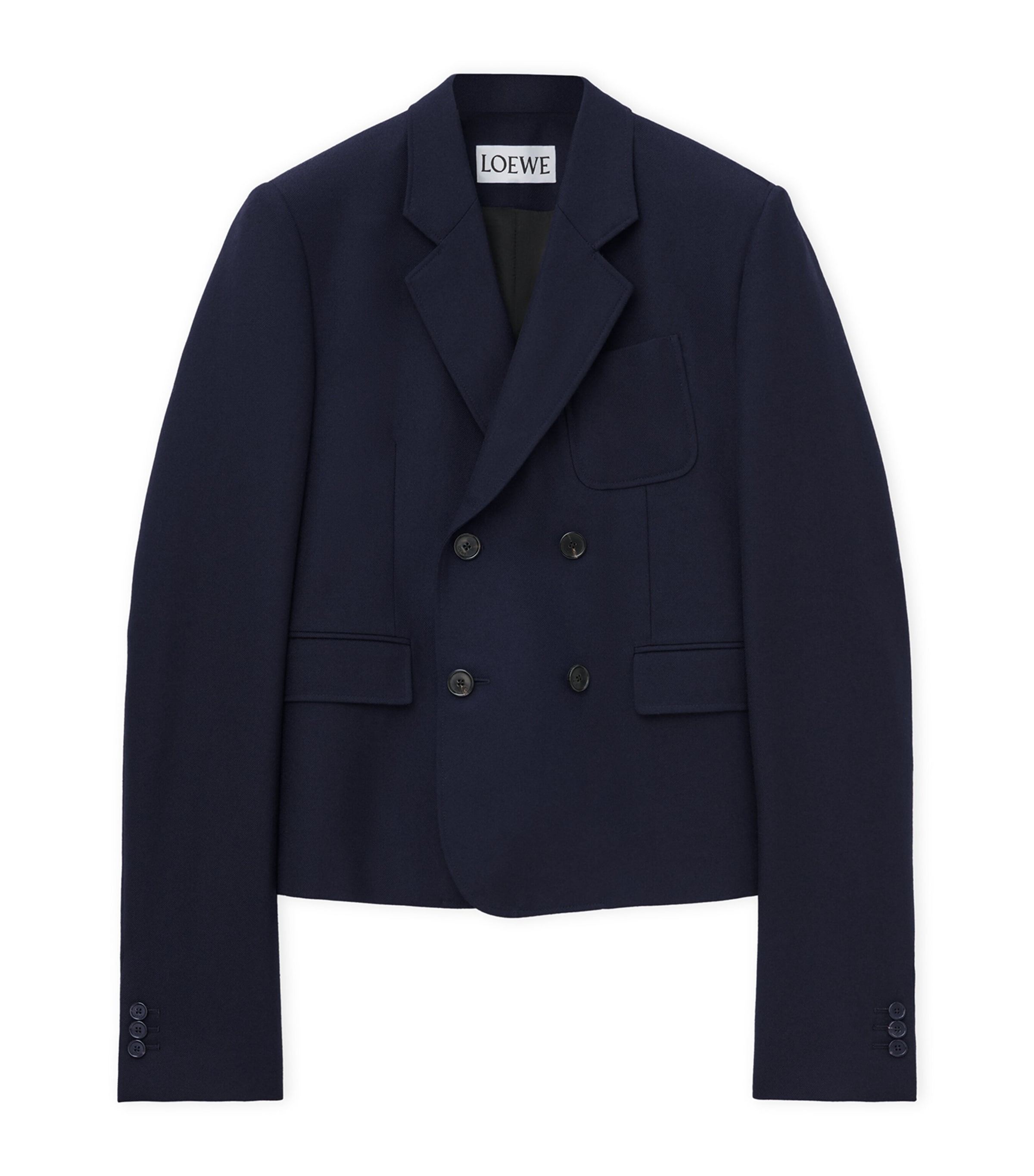 Loewe Cropped Double-breasted Blazer In Blue