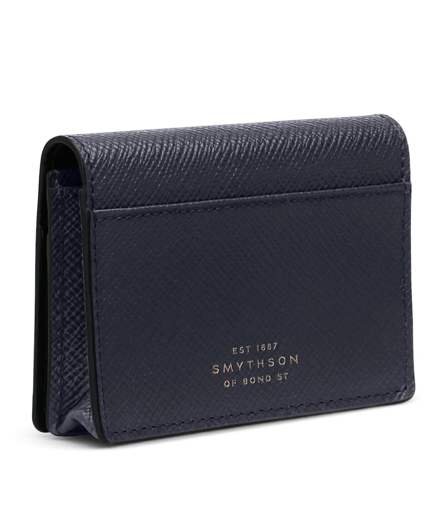 Leather Panama Folded Card Holder NAVY Image 2