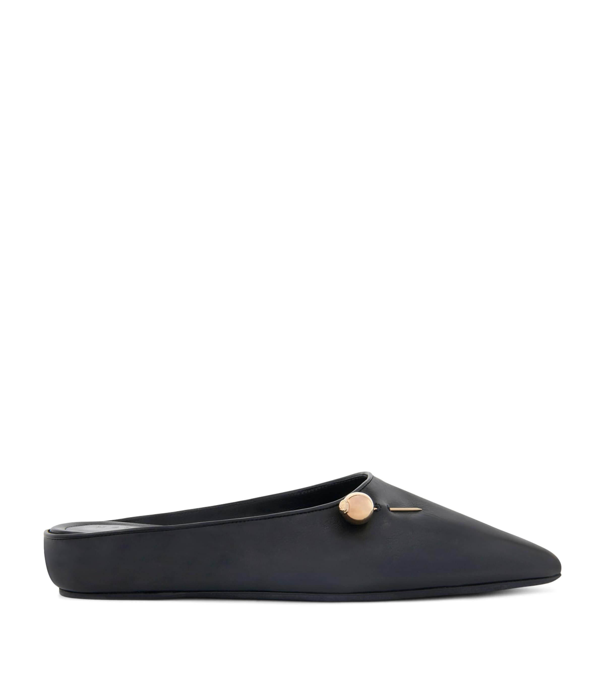 Herbert Levine Leather Sleep On It Mules In Black