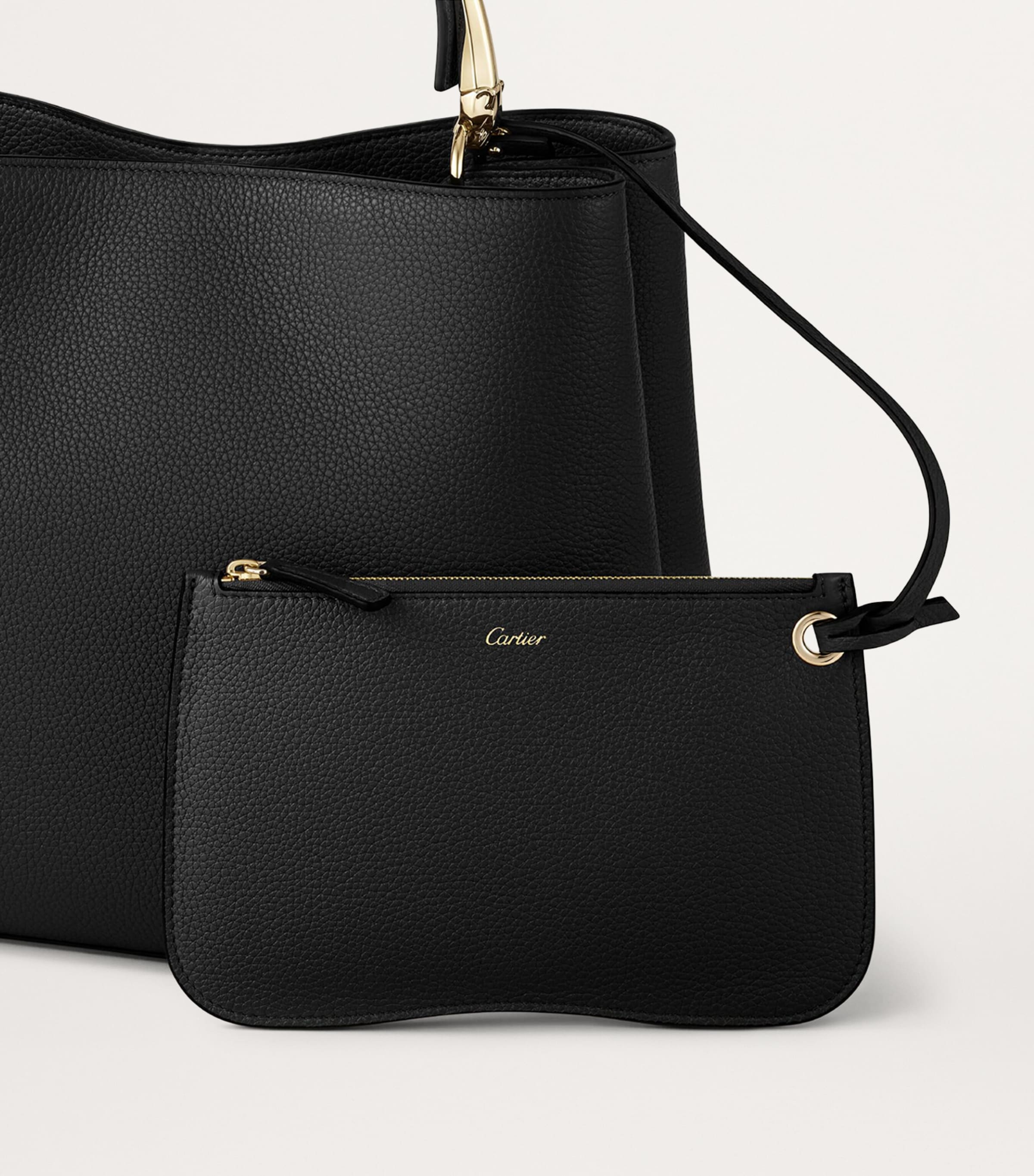 Medium Calfskin Panthère de Cartier Top-Handle Bag BLACK Image 4