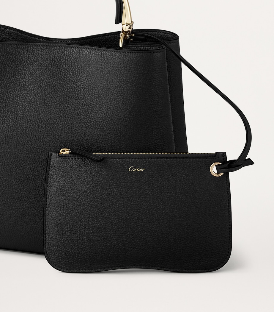 Medium Calfskin Panthère de Cartier Top-Handle Bag BLACK Image 4