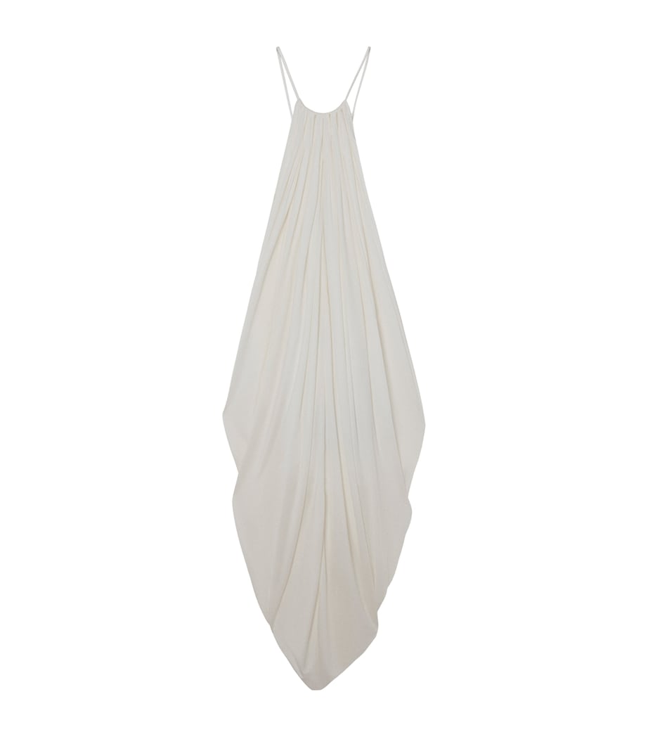 Silk Draped Anagram-Detail Dress WHITE Image 1