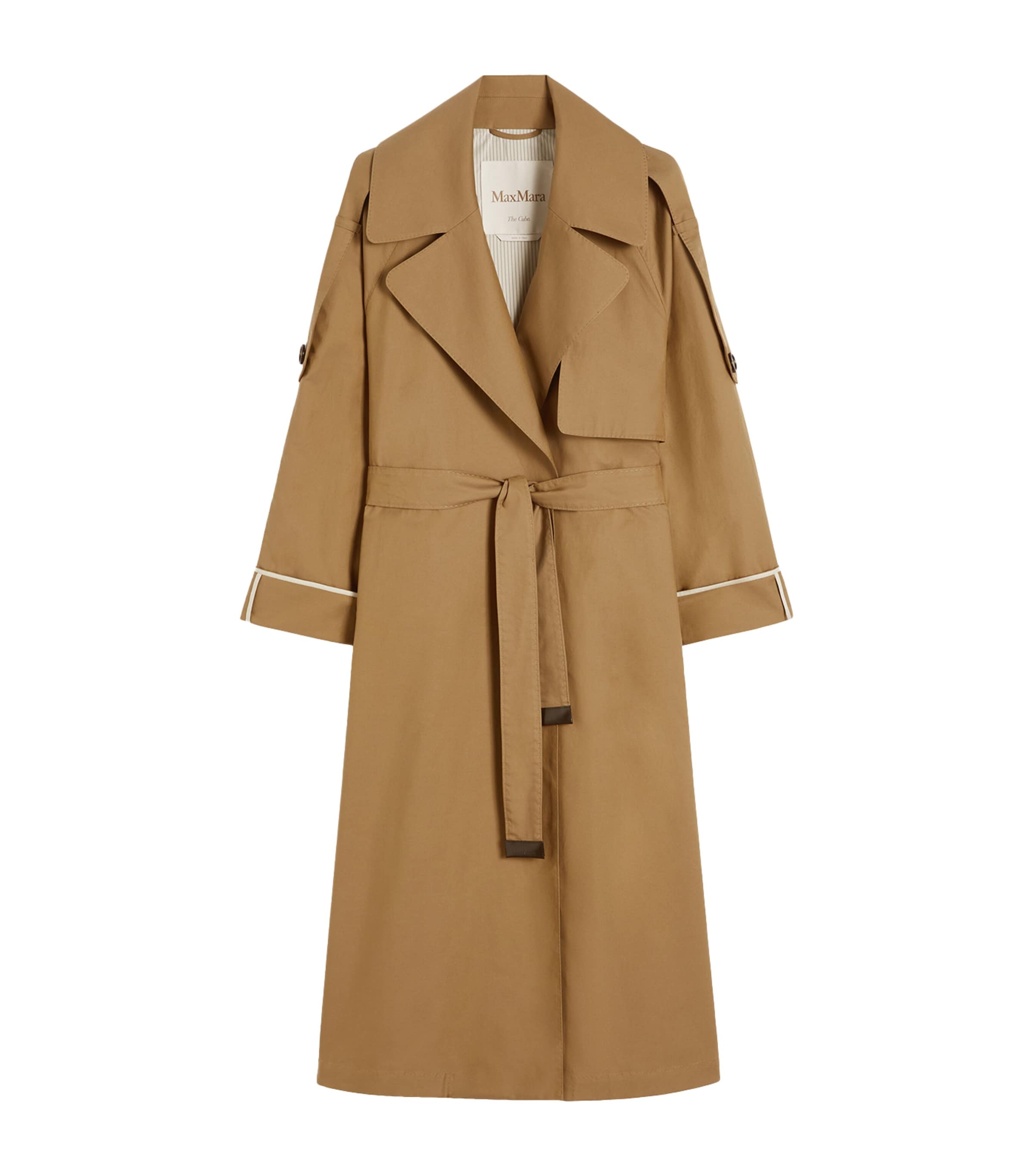 Cotton-Blend Cape Trench Coat BROWN Image 1