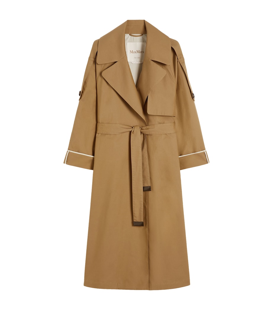 Cotton-Blend Cape Trench Coat BROWN Image 1