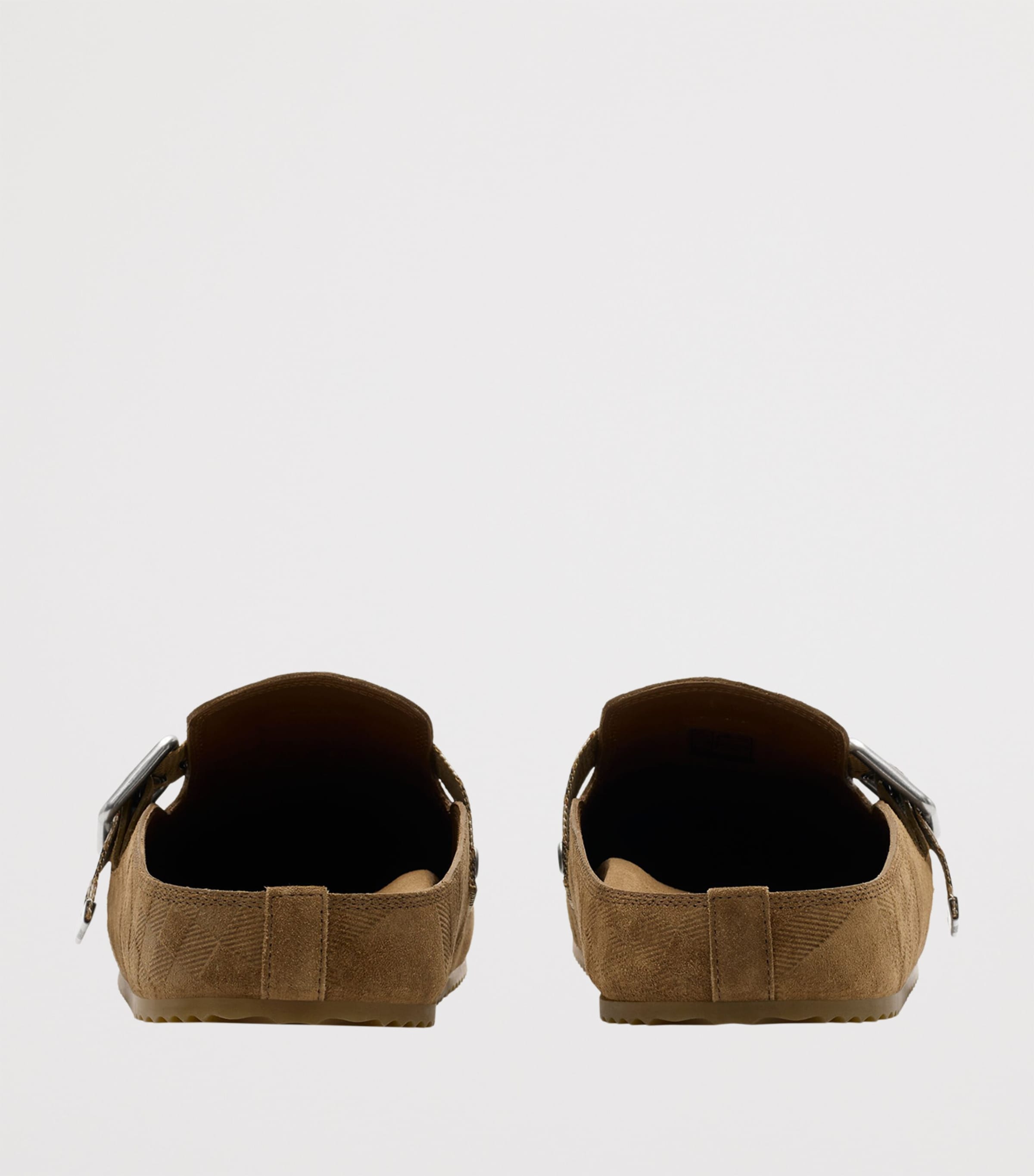 Burberry Suede Check-Trim Urchin Clogs Jute Image 4
