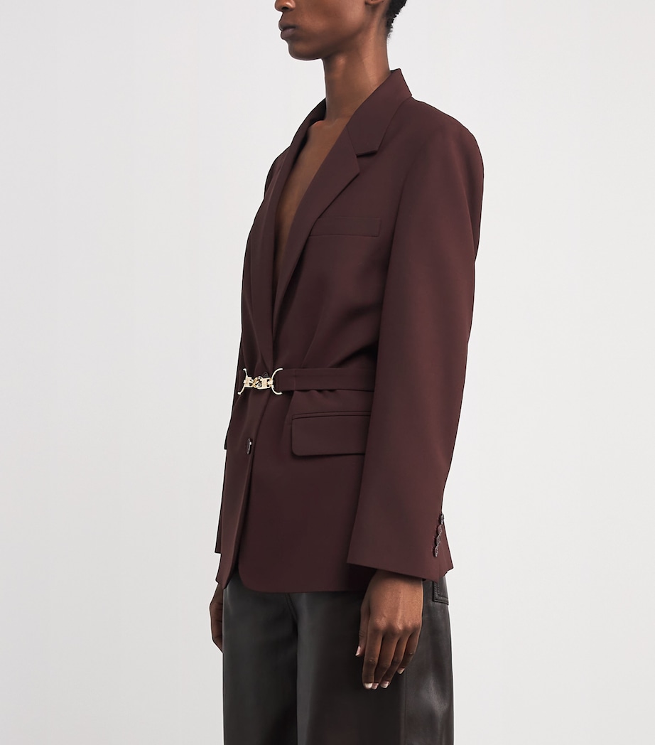 Wool-Blend Belted Blazer BURGUNDY Image 3