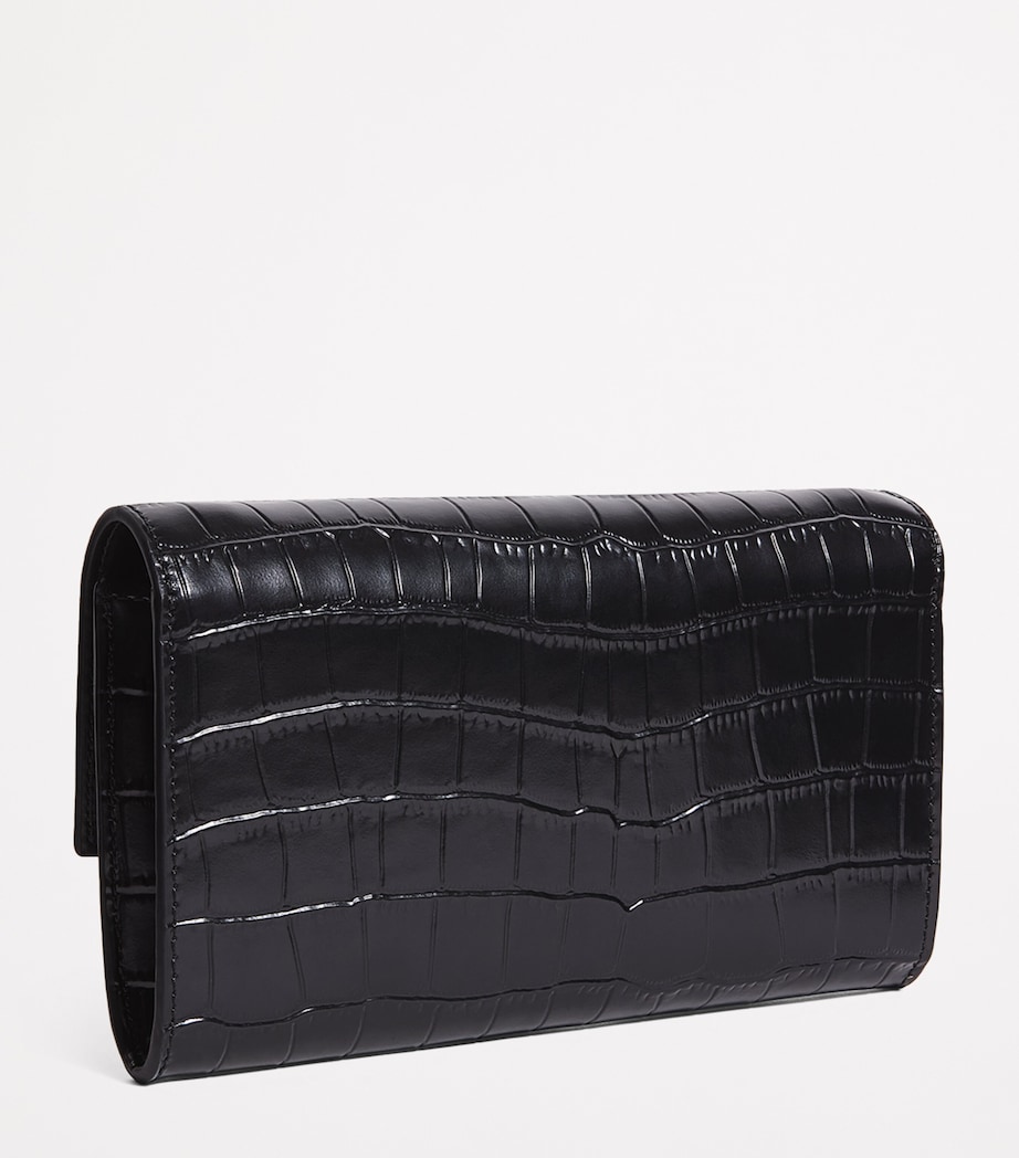 Maje Croc-Embossed Leather Chain Wallet Black Image 3