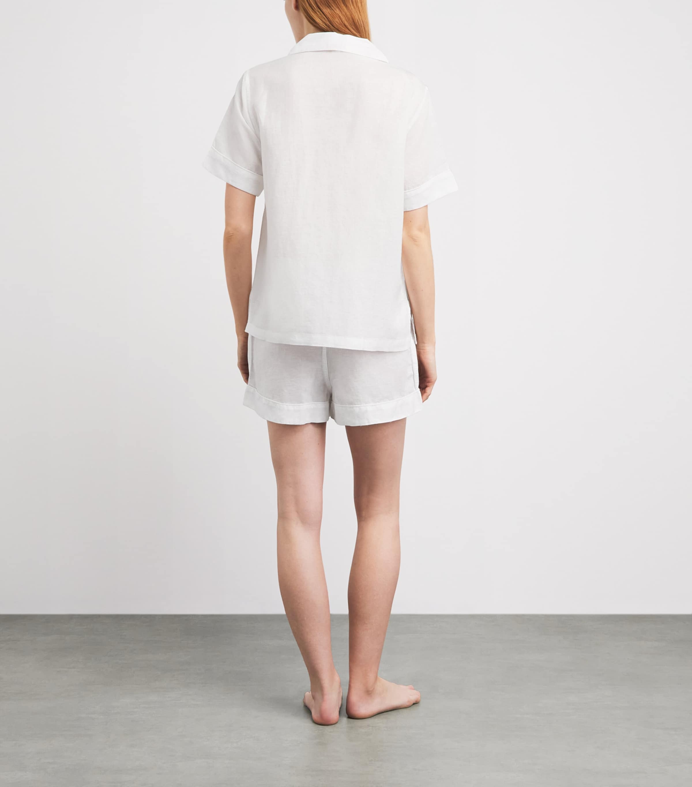 Polo Ralph Lauren Womens Linen-Cotton Short Pyjama Set White Cloud Image 4