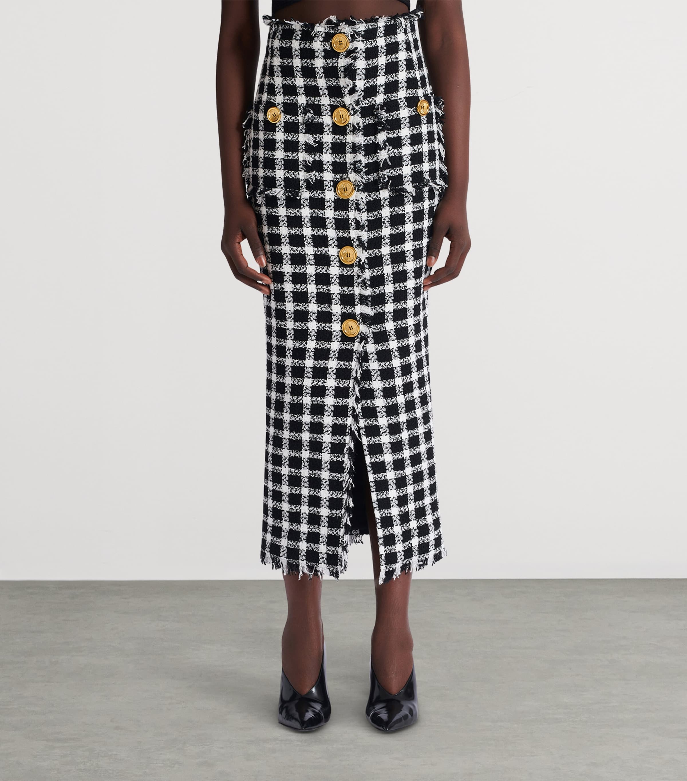 Tweed Gingham Maxi Skirt EAB NOIR/BLANC Image 4