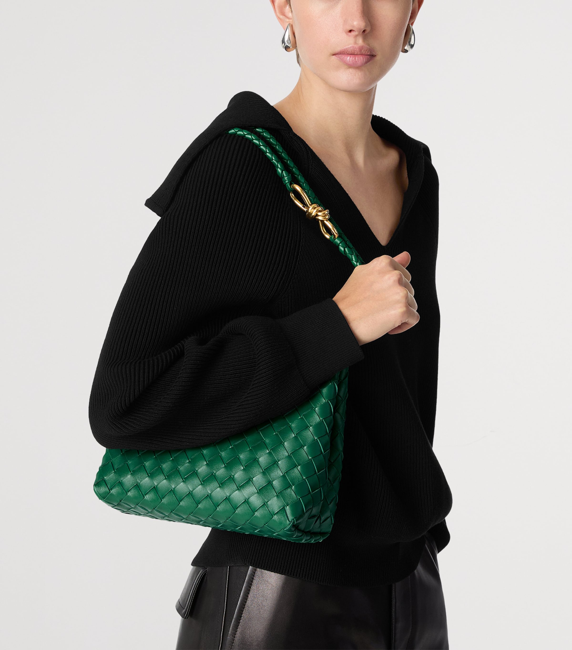 Small Intrecciato Leather Andiamo Top-Handle Bag 3196 Image 7