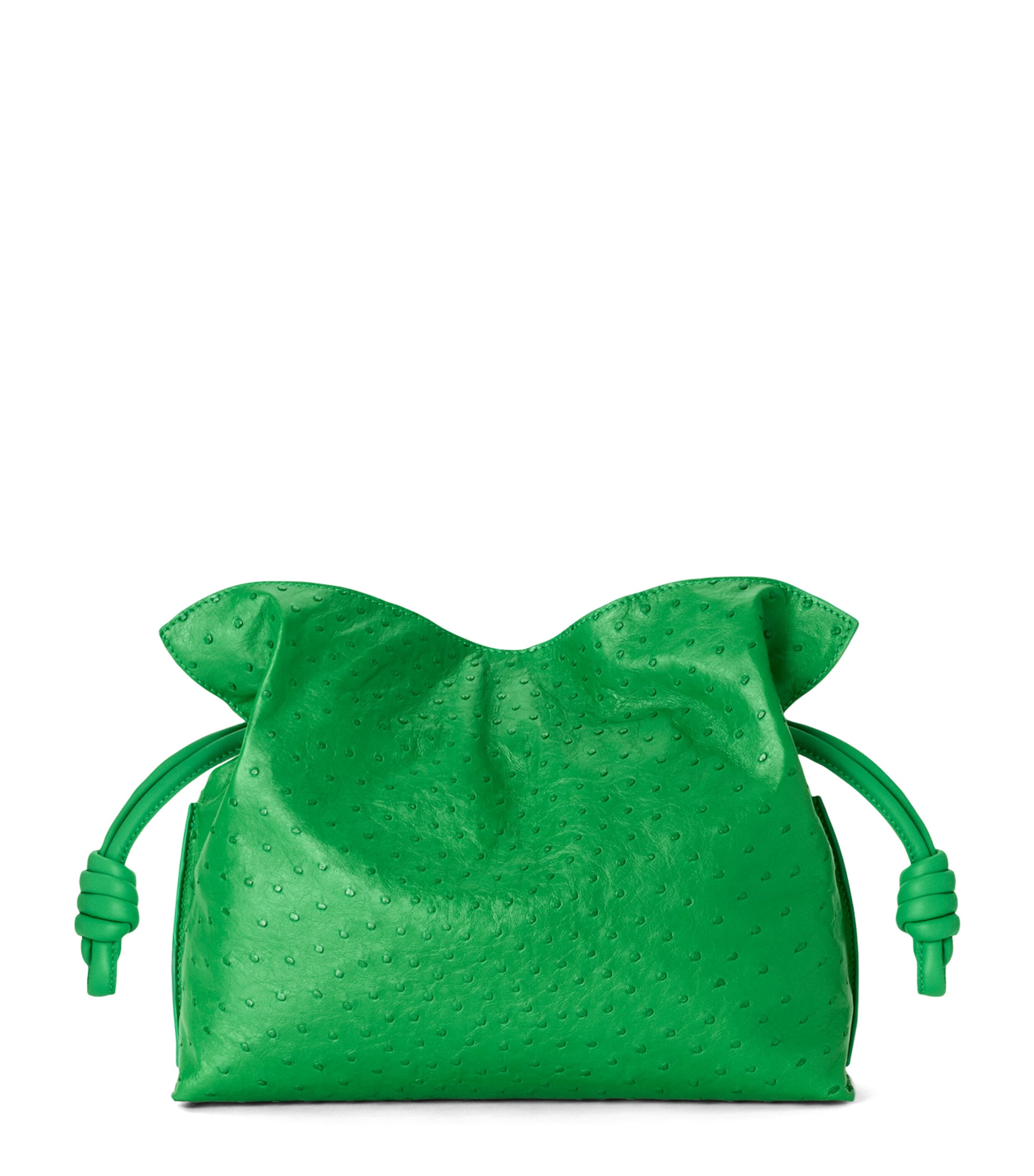 LOEWE Medium Ostrich Leather Flamenco Clutch Bag Clover Green Image 1