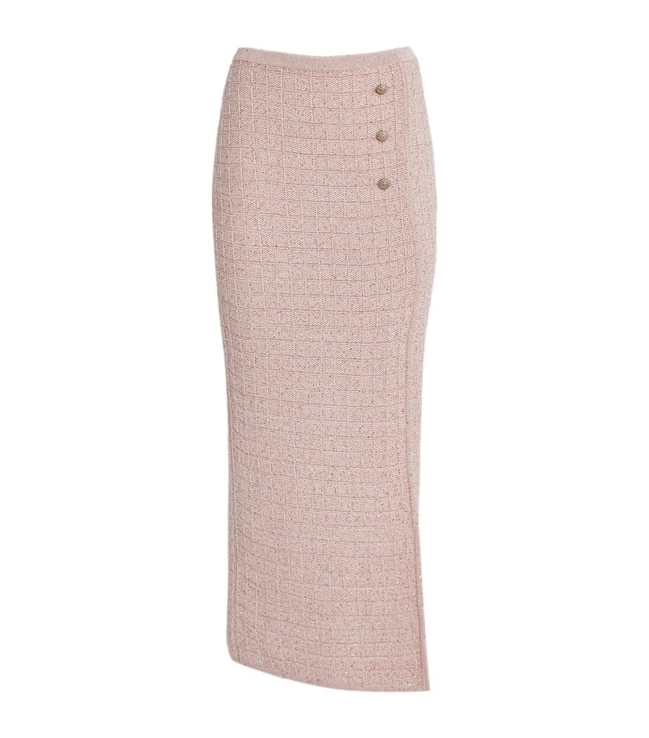 Alessandra Rich Womens Knitted Sequin Midi Skirt Pink Image 1