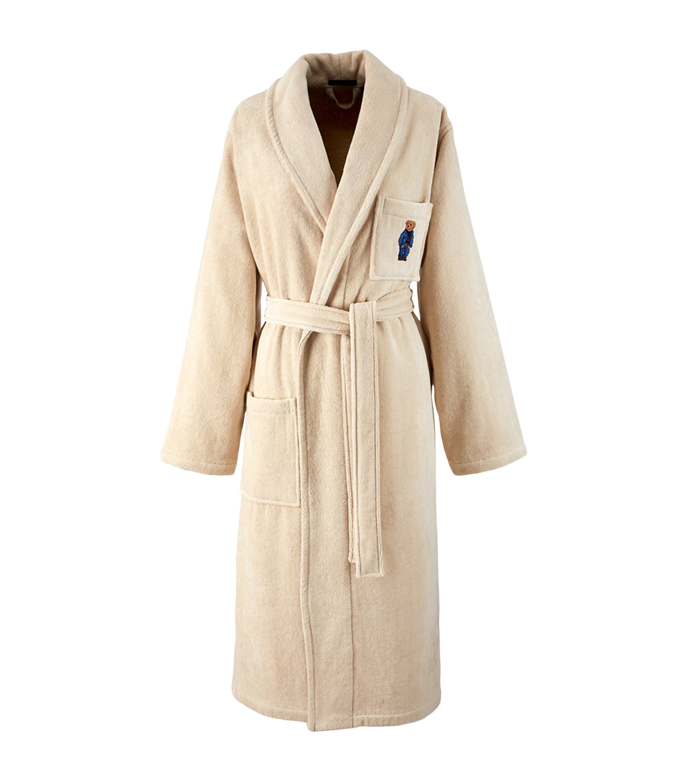 Ralph Lauren Home Cotton Denim Bear Bathrobe Pale Oak Image 1