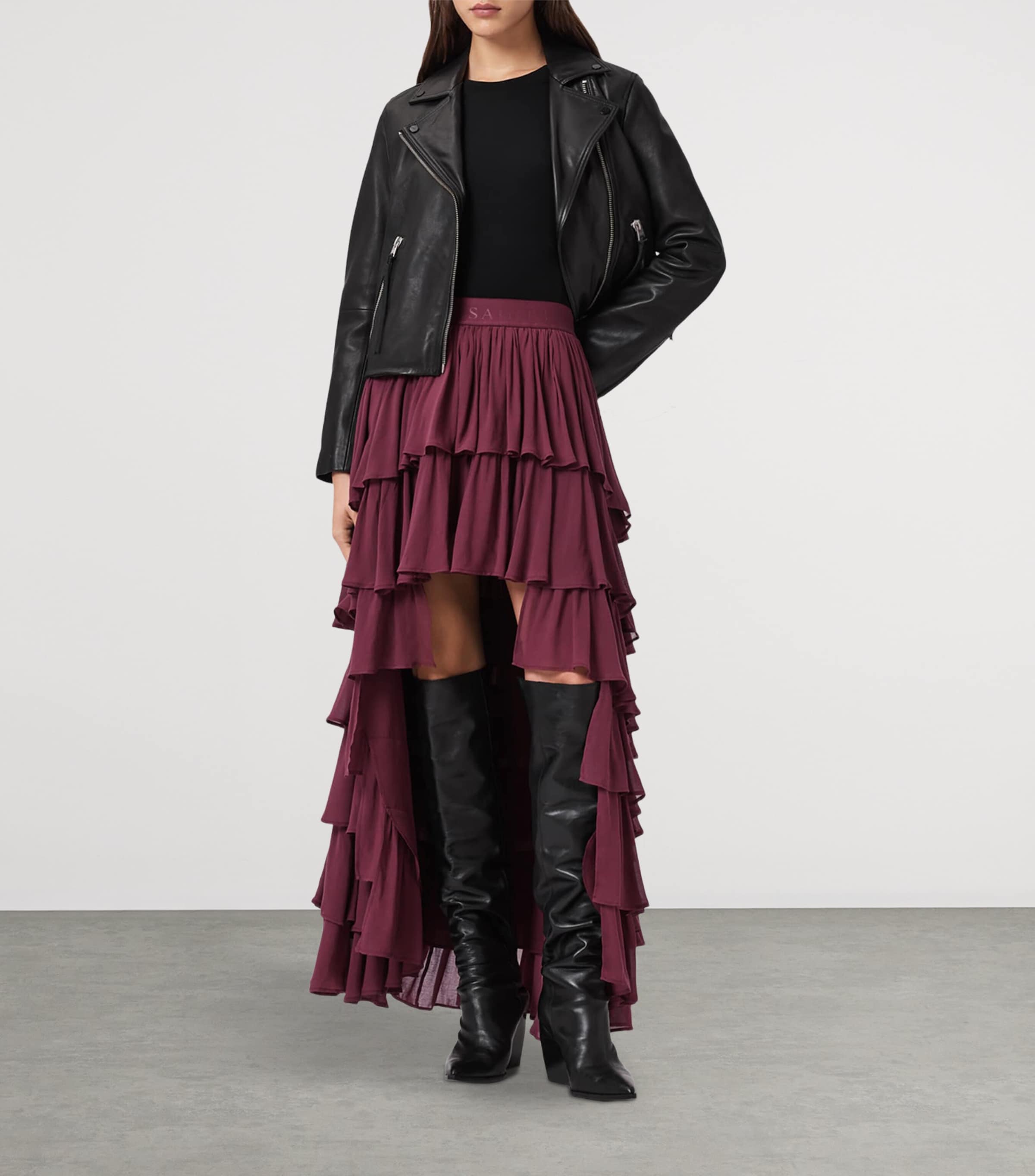 Ruffle Cavarly Maxi Skirt TAWNY PORT RED Image 3